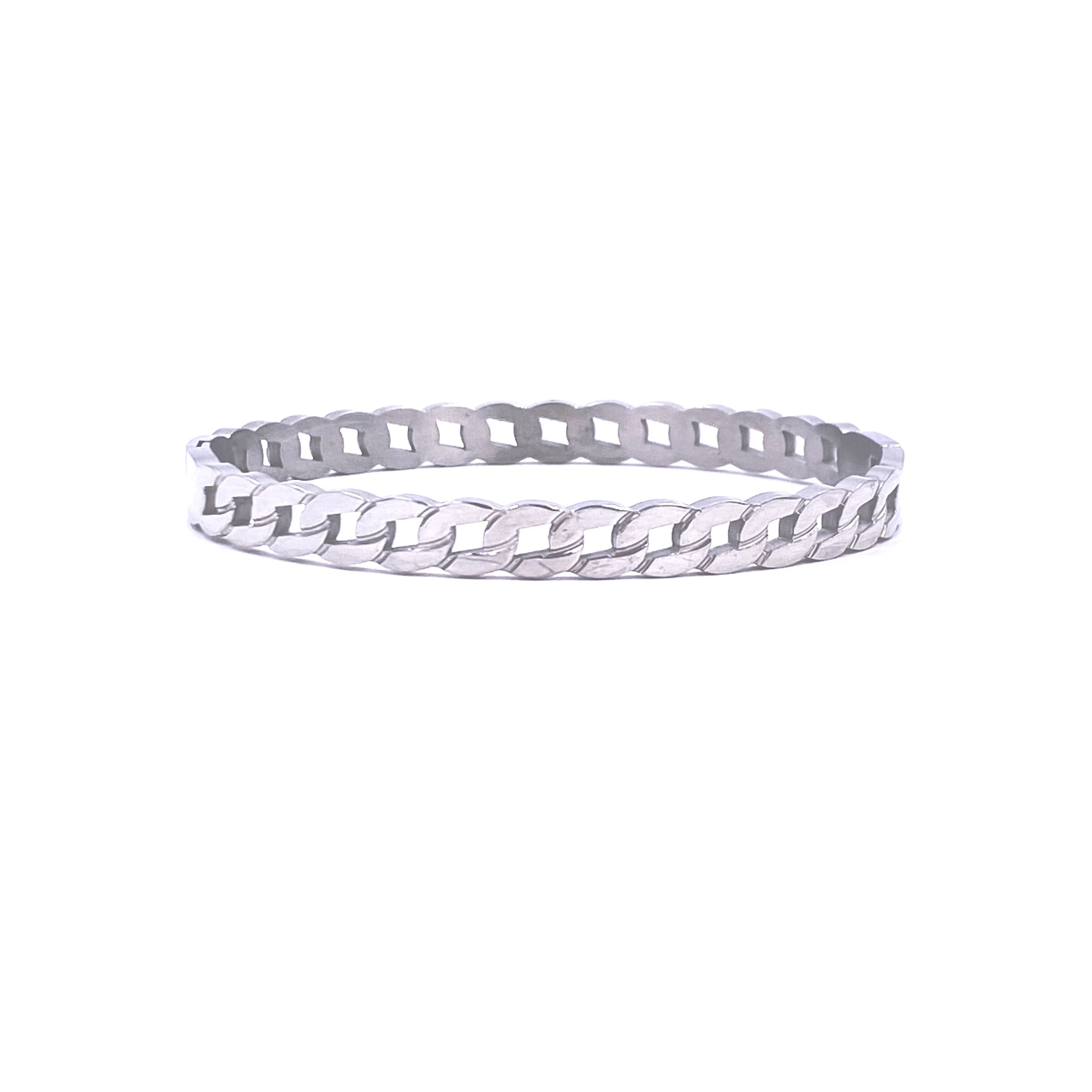 Ashley Gold Stainless Steel Curb Chain Bangle Bracelet for Women - Trendy Fashion Jewelry Gift for Birthday, Anniversary & Everyday Wear