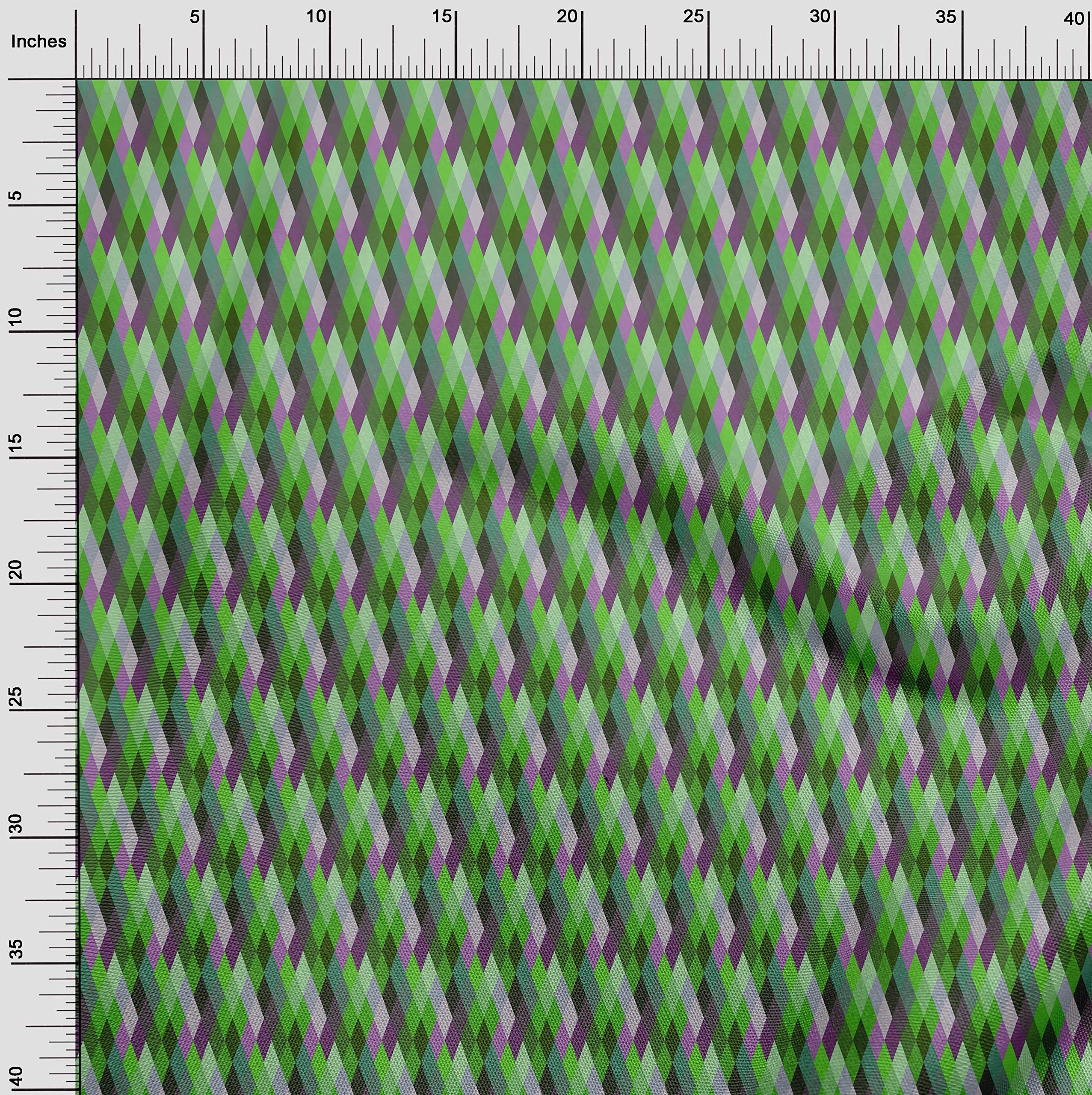 Premium Silk Tabby Green Argyle Check Fabric by The Yard - 42
