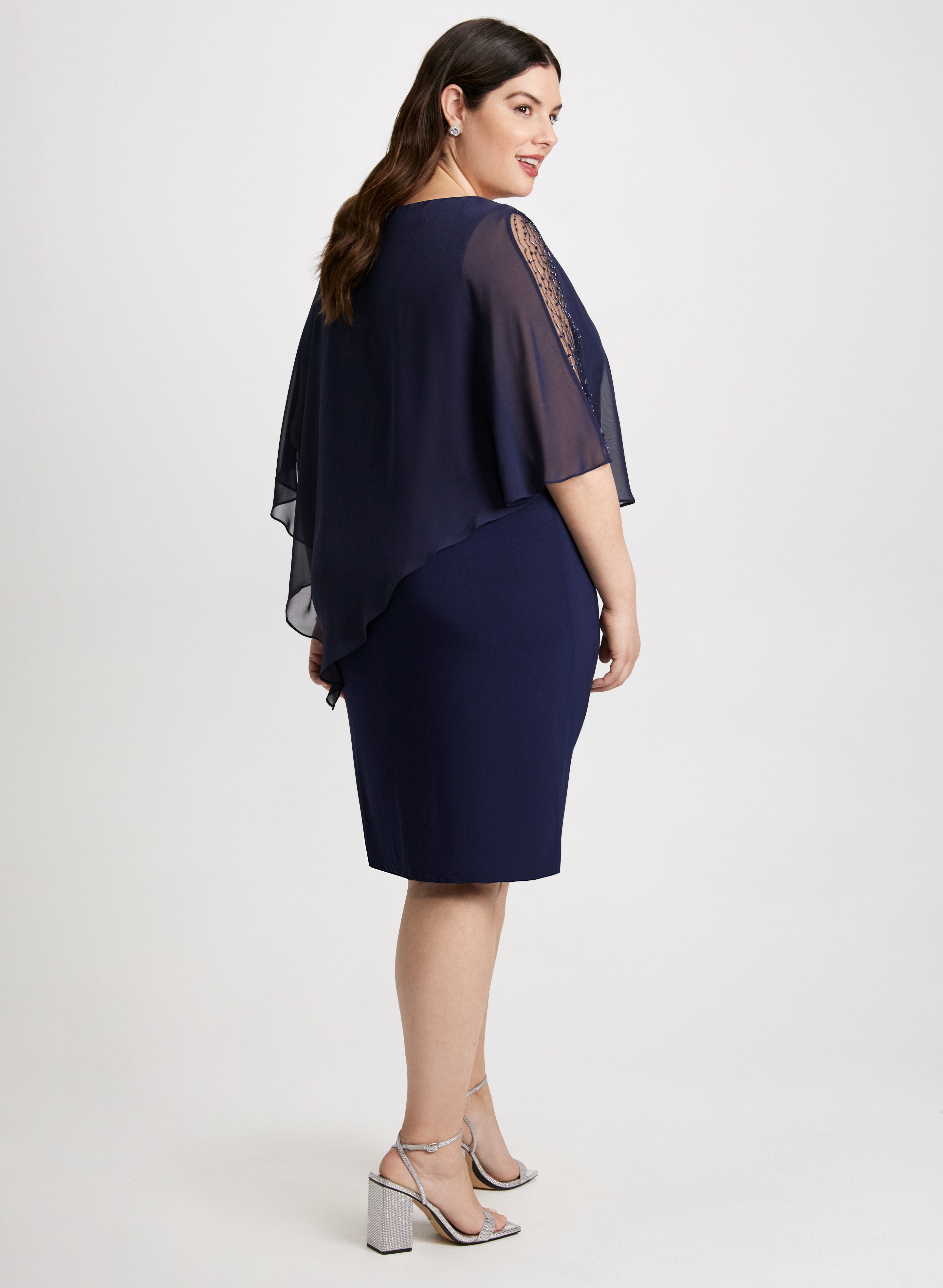 Elegant Asymmetric Poncho Evening Dress for Women - Chic Party & Formal Occasion Wear