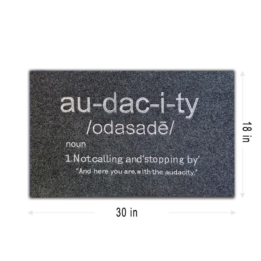 Funny Black Audacity Doormat - Non-Slip Rubber Backing Welcome Mat for Front/Back Door (30x18 Inches) - Perfect for Indoor/Outdoor Entryway, Porch & Patio Use