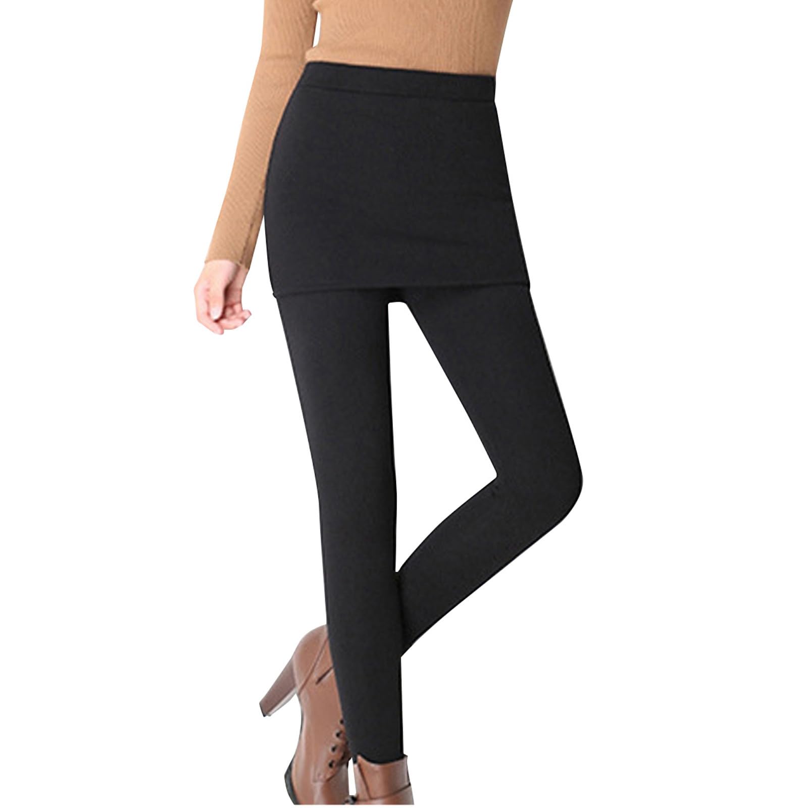 AGWOLF Women's Fleece-Lined Skirted Leggings - Modest Skirt with Attached Footless Leggings for Dressy & Casual Wear | Perfect for Winter, Church, Office & Everyday Outfits