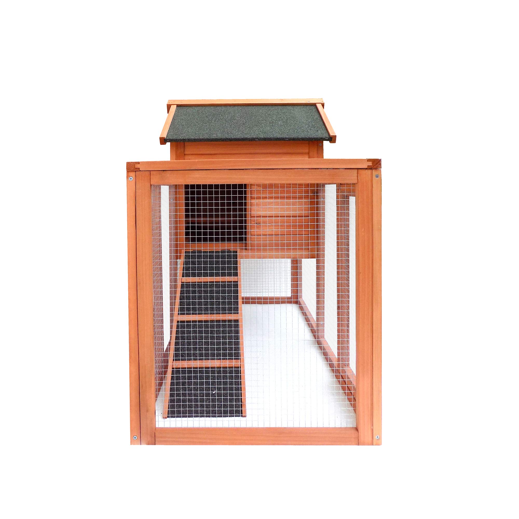 Merax 2-Story Rabbit Hutch Indoor & Outdoor Bunny Cage - Natural Wood Pet House with Removable Leak-Proof Tray | Perfect for Backyard, Garden, or Patio Use