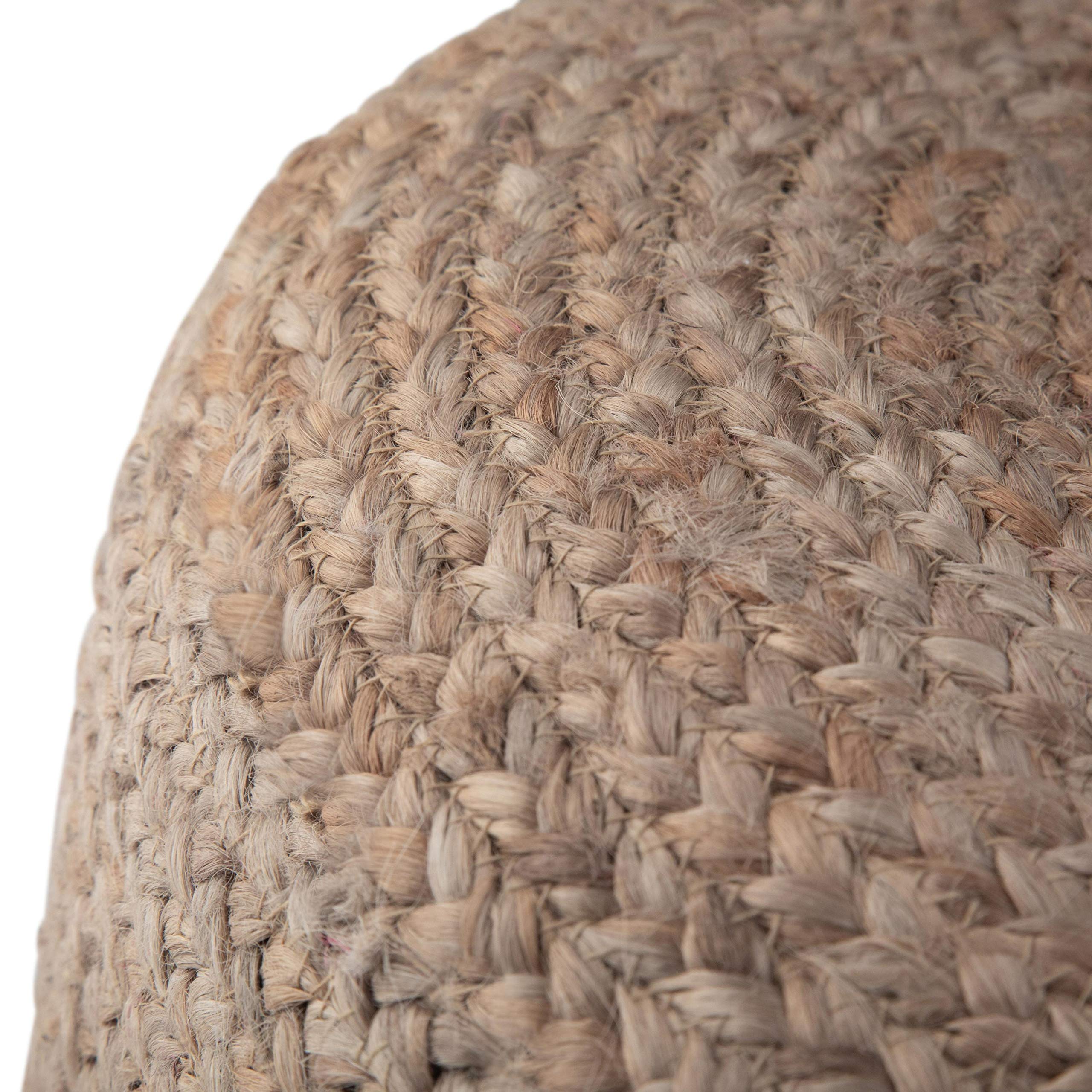 SIMPLIHOME Lydia Round Pouf - Pink Upholstered Footstool with Natural Braided Jute Accent | Boho Chic Ottoman for Living Room, Bedroom & Nursery | Perfect for Relaxing, Extra Seating & Home Decor
