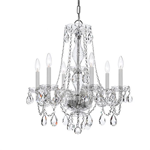 Spectra Crystal 6-Light Chandelier - Polished Chrome Finish, Traditional Elegant Lighting for Dining Room, Living Room, or Entryway