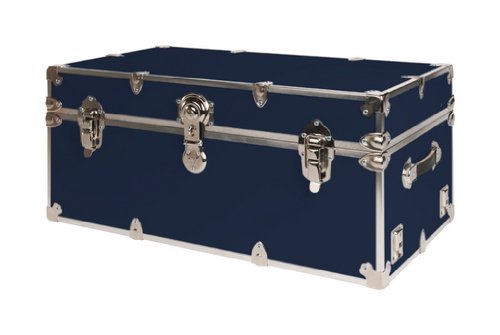 SecureOnCampus Large Navy Blue College Dorm Storage Trunk & Footlocker - Perfect for Dorm Room Organization, Under Bed Storage & Travel Luggage