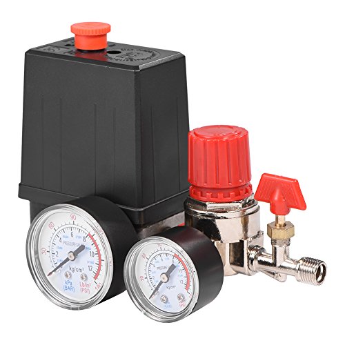 Yosooo Small Plastic Air Compressor Pressure Switch Control Valve with Gauge - Lightweight Regulator for HVAC, Pneumatic Tools & Inflatable Devices