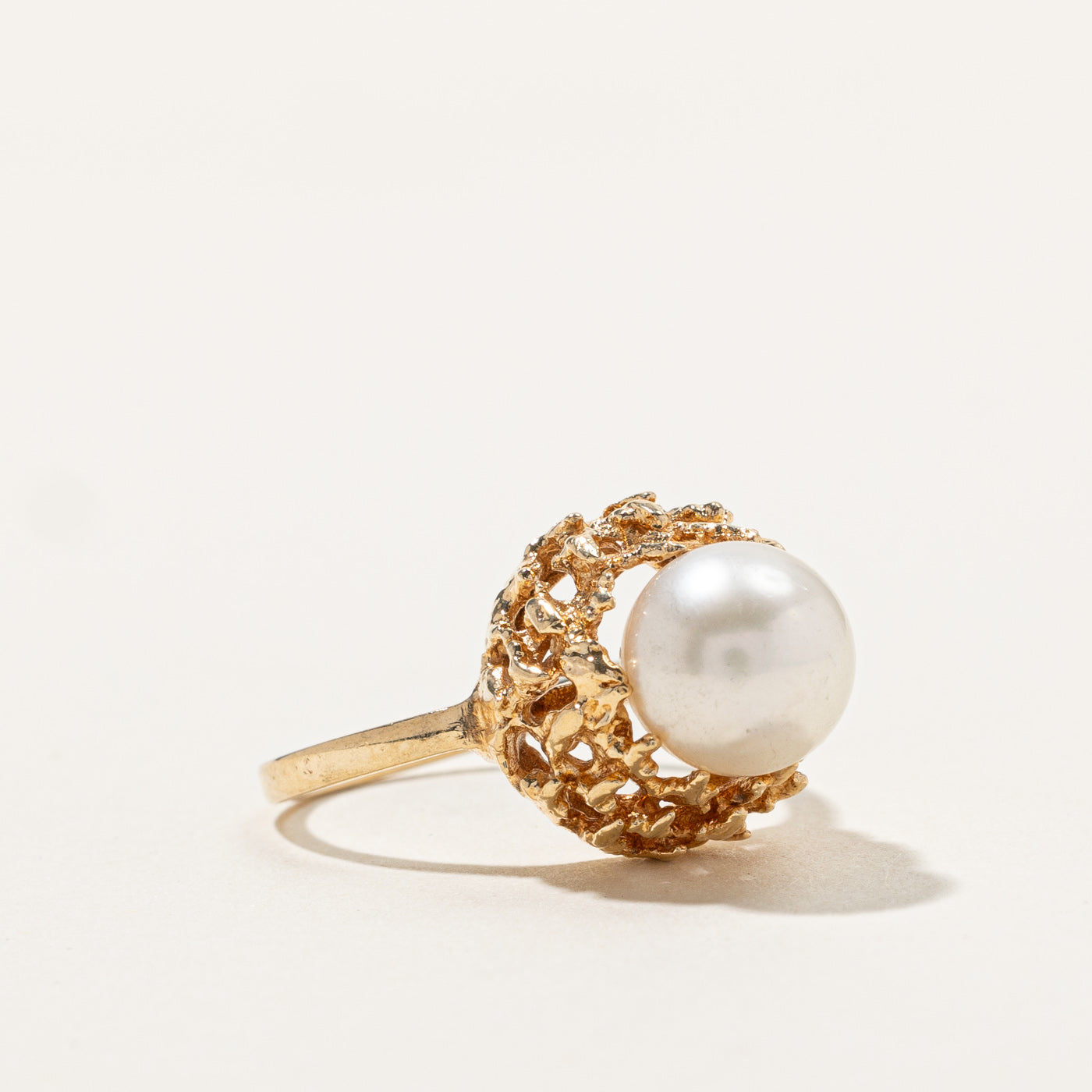 Textured Pearl Ring for Women - Size 5.75 - Elegant Handmade Jewelry for Weddings, Anniversaries & Special Occasions