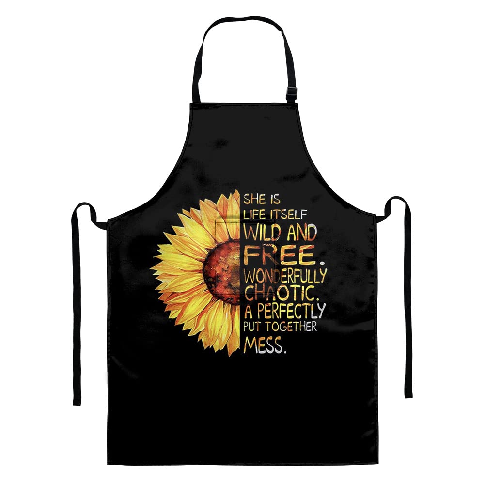Funny Aprons for Cooking & BBQ - Waterproof Adjustable Chef Apron with 2 Pockets - Great Gift for Women & Men - Perfect for Kitchen, Grilling, Baking & Hosting Parties