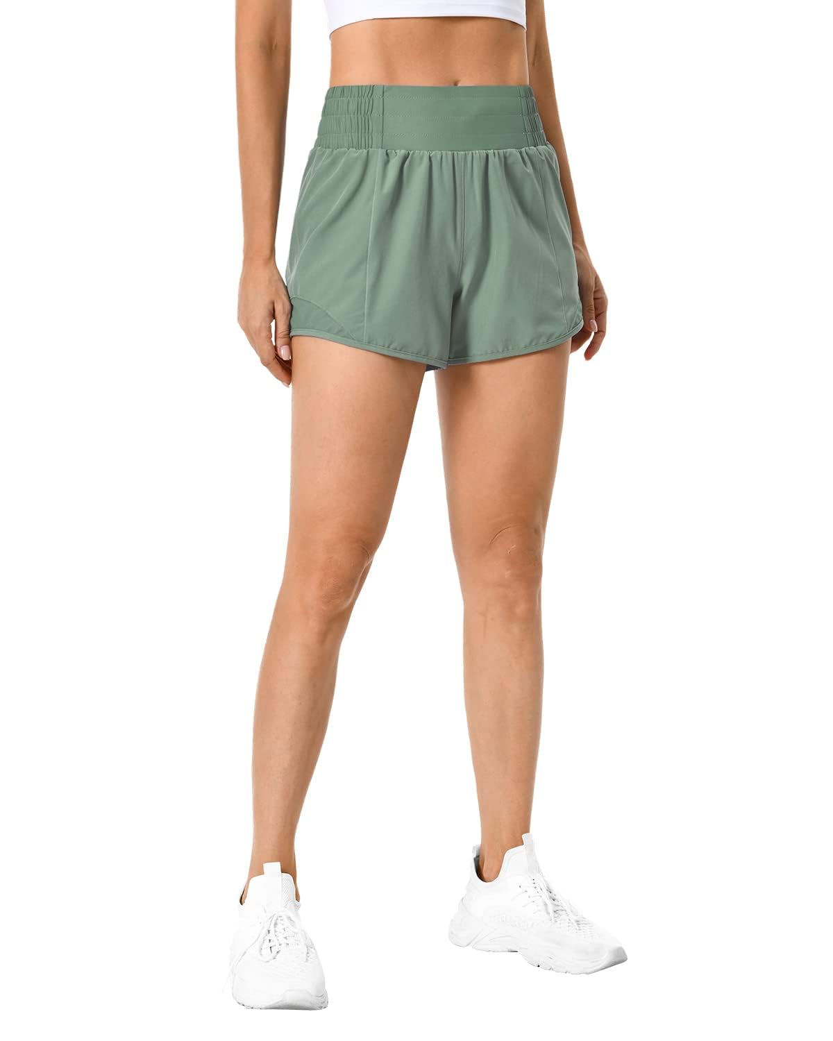 High Waisted Women's Athletic Shorts - Quick Dry Lightweight Gym Running Workout Shorts with Liner & Zip Pockets | Perfect for Yoga, Jogging, Fitness Training & Summer Sports