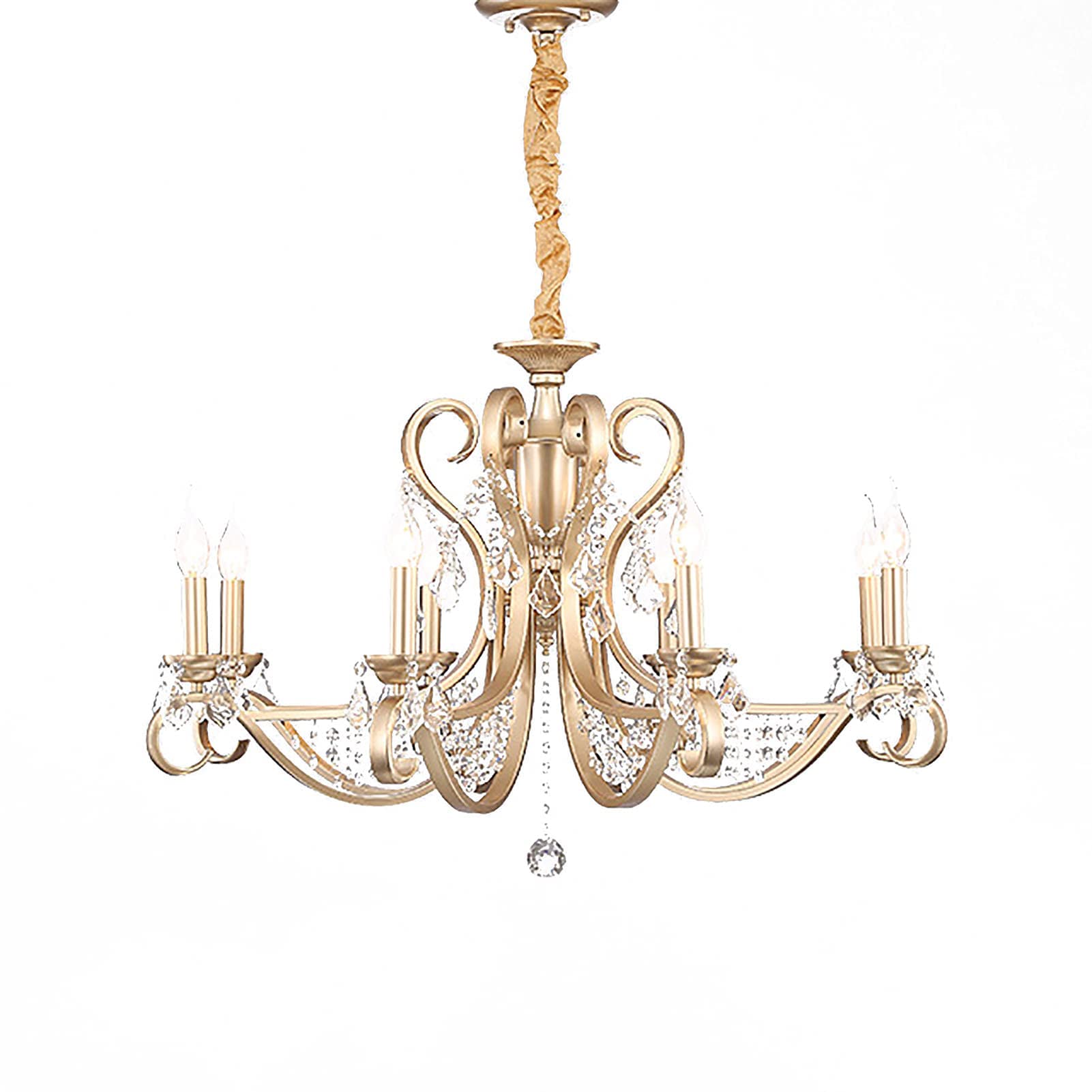 SLLSHG 6-Light Gold Crystal Chandelier - Modern Luxury Candle Pendant Ceiling Lamp for Dining Room, Living Room, Bedroom & Hallway | K9 Crystal, Elegant Home Lighting for Weddings & Formal Events