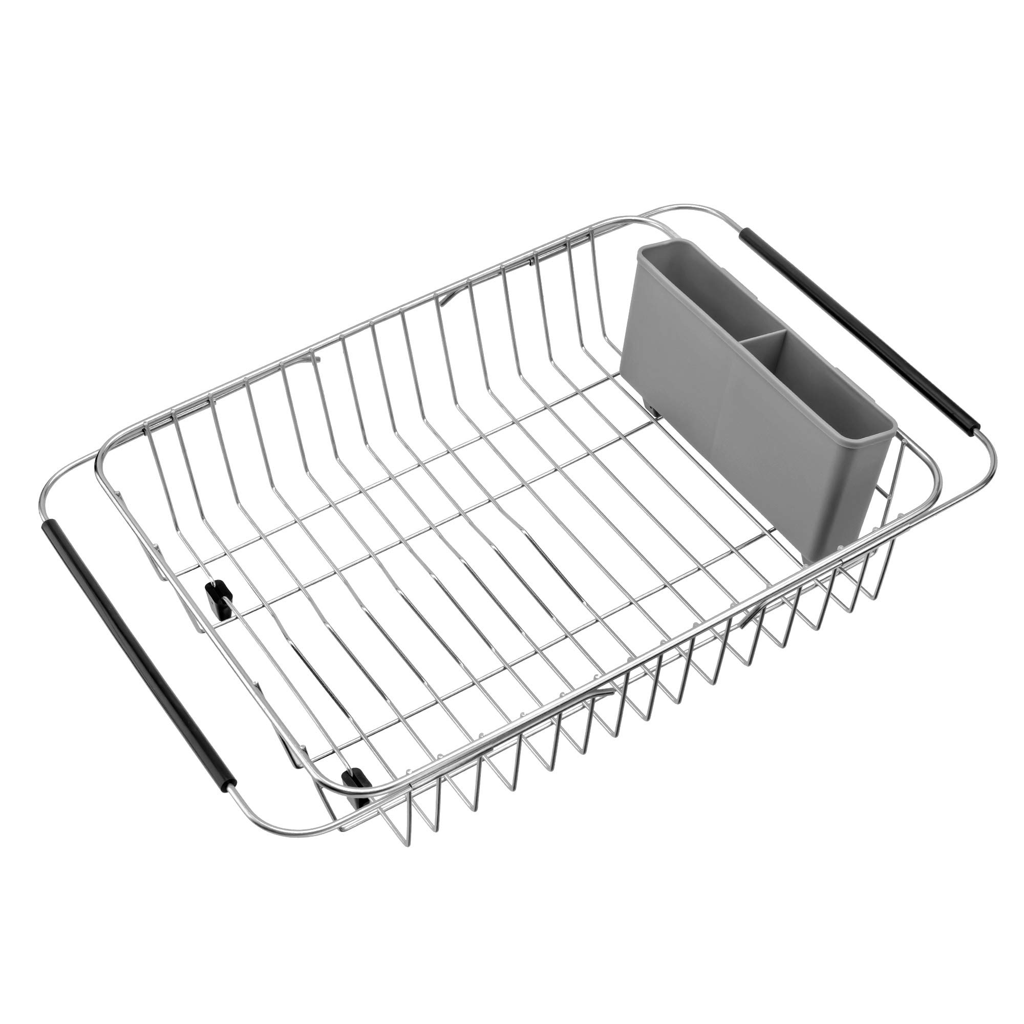 Expandable Stainless Steel Dish Drying Rack - Over The Sink or Countertop Space-Saving Kitchen Organizer with Utensil Holder & Cutlery Tray | Rustproof, Durable for Daily Dishwashing & Drying Needs