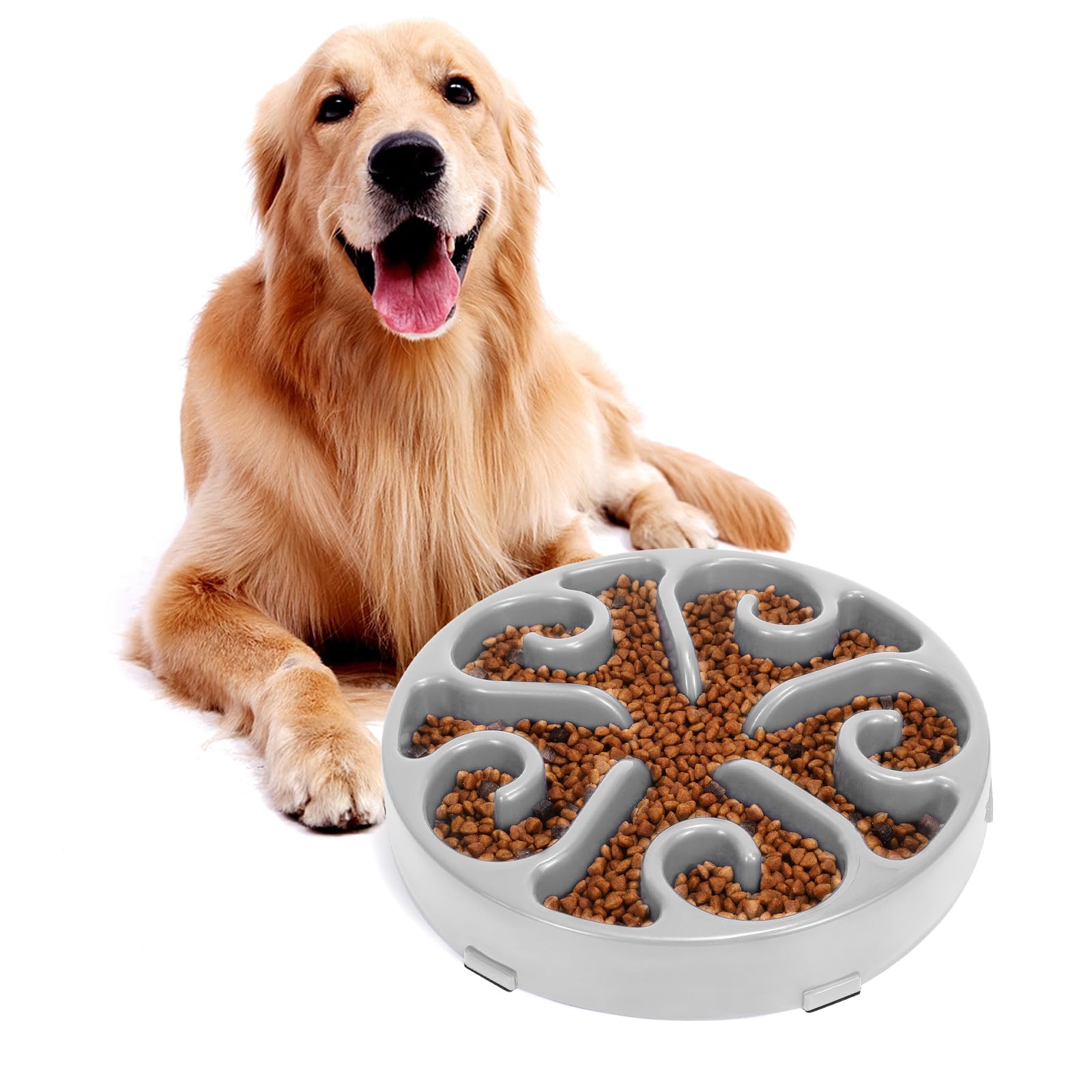 JASGOOD Slow Feeder Dog Bowl for Large Breeds - Anti-Gulping Puzzle Feeder for Fast Eaters - Perfect for Mealtime Enrichment & Portion Control (Great for Labs, German Shepherds & Golden Retrievers)