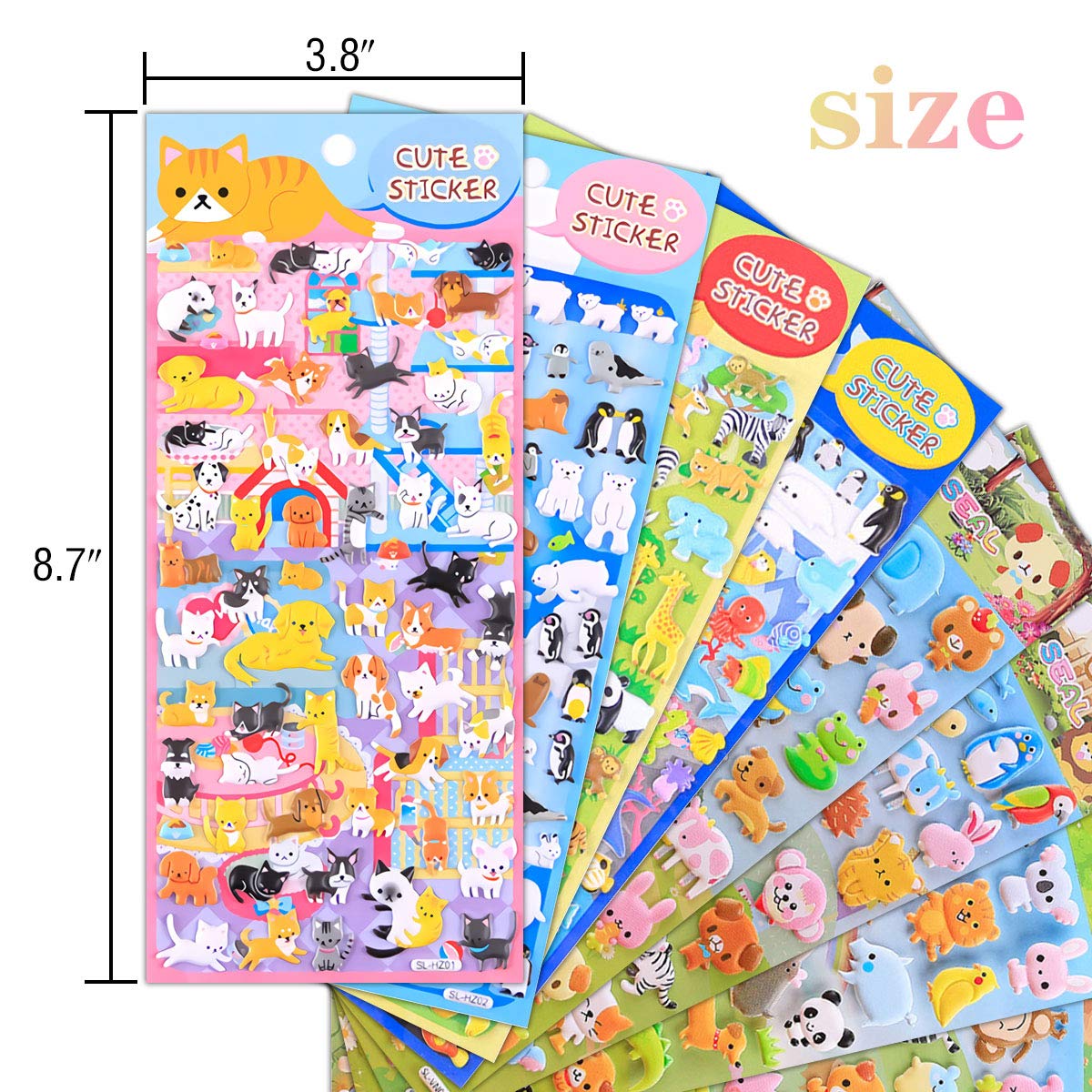 400+ 3D Puffy Stickers for Kids - 8 Unique Animal-Themed Sheets | Bulk Scrapbooking Supplies, Birthday Party Favors & Teacher Rewards | Perfect for DIY Crafts, School Projects & Gift Giving