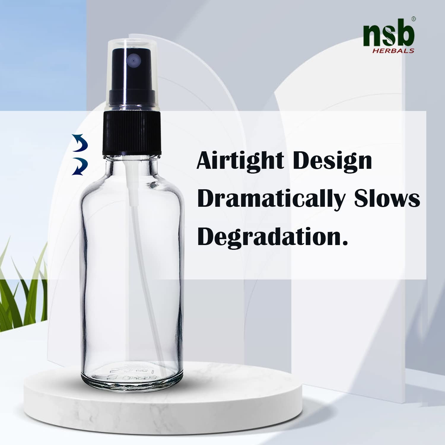NSB Herbals 50ml Refillable Clear Glass Fine Mist Spray Bottles with Pump - Perfect for DIY Perfume, Essential Oils, Aromatherapy Blends, Floral Waters & Beauty Products (3-Pack) | Great for Home, Travel & Salon Use