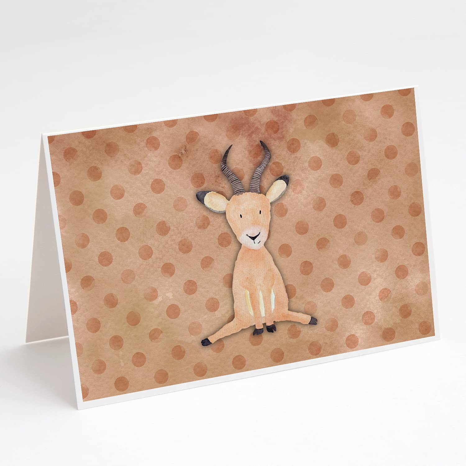 Polkadot Antelope Watercolor Greeting Cards - Pack of 8 Blank A7 Note Cards (5x7 inches) with Envelopes - Whimsical Handmade Stationery for Birthdays, Thank You Notes & Special Occasions