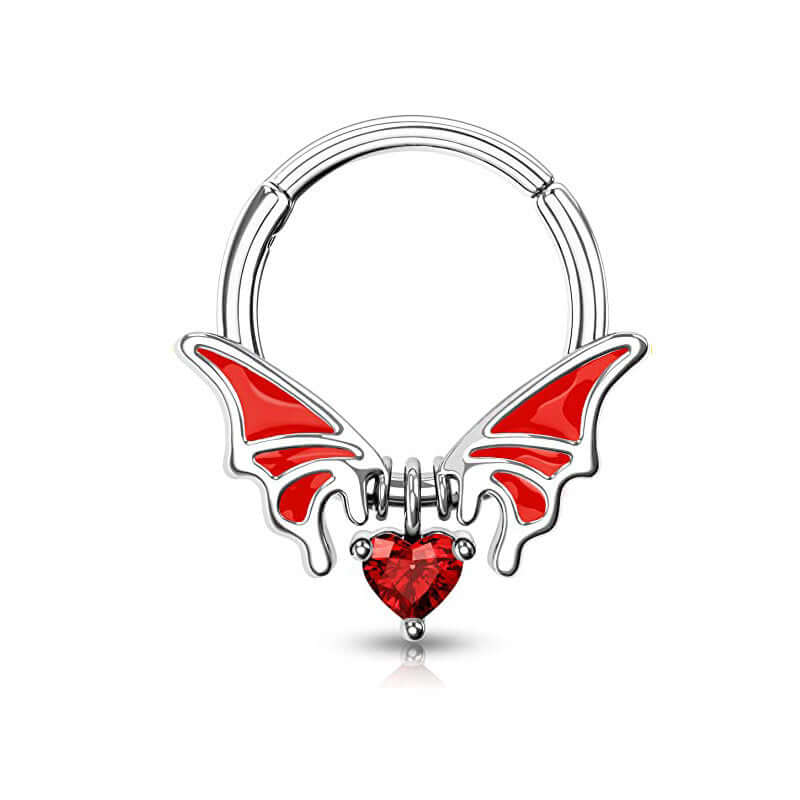 Angel Heart Goth Nose Ring Clicker - B2051 | Stainless Steel Gothic Nose Hoop for Women | Perfect for Punk, Emo, and Alternative Fashion Styles