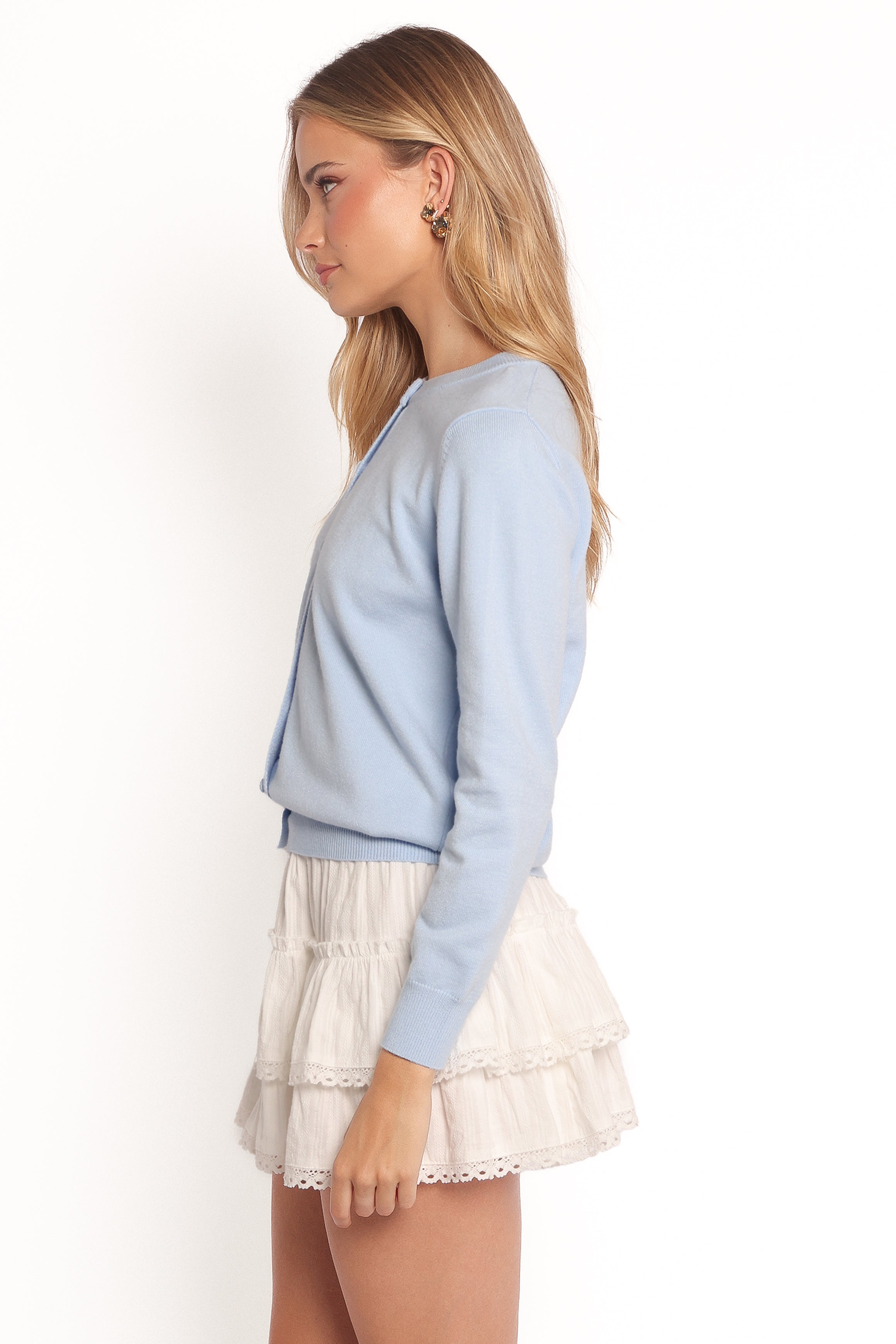 Bliss Cardigan Women's Pale Blue Lightweight Knit Sweater - Perfect for Casual Outfits, Office Wear & Cozy Evenings