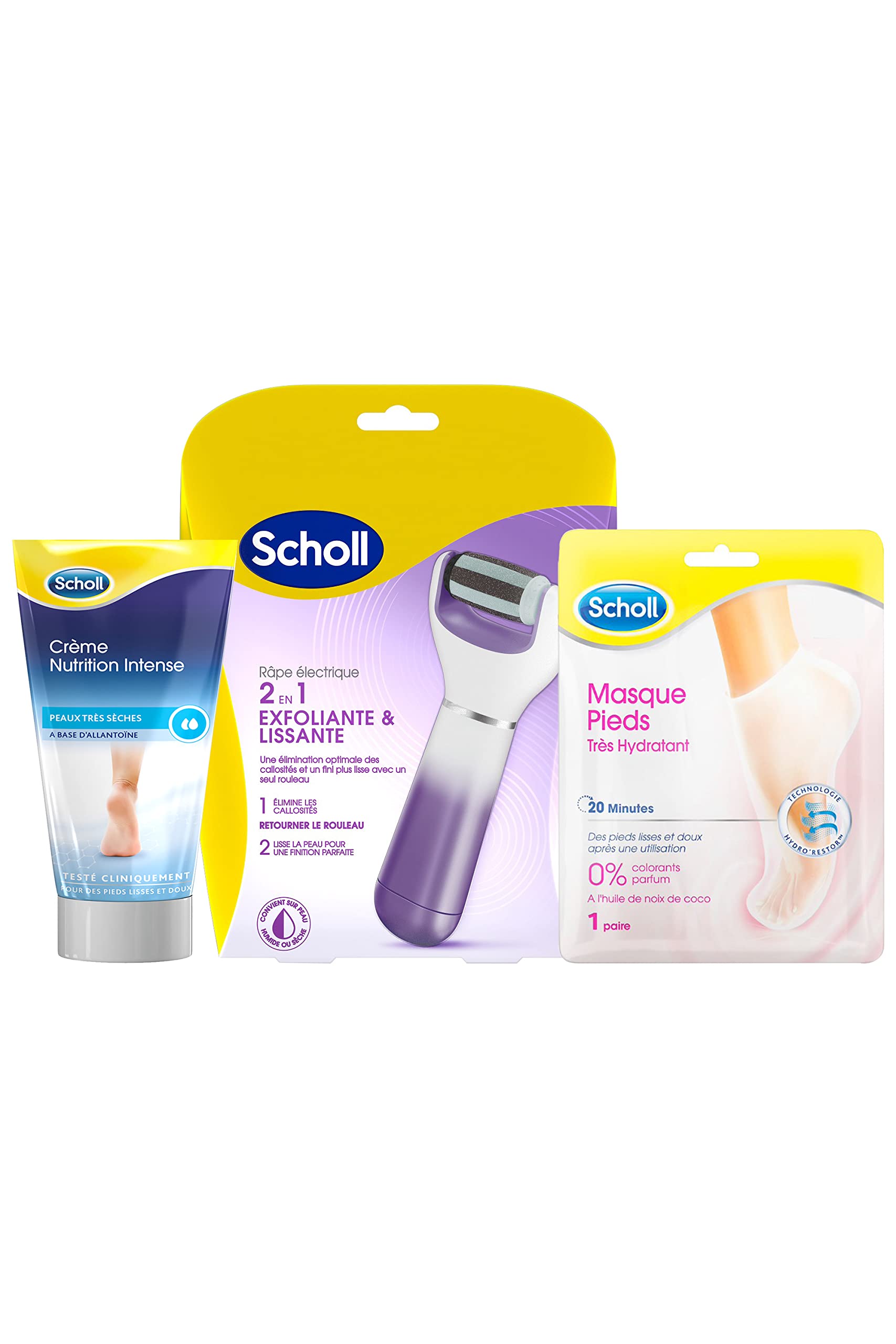 Scholl Exfoliating & Smoothing Foot Rasp with Hydrating Foot Mask & Nourishing Cream 75ml – Dry Cracked Heel Treatment for Soft Smooth Feet at Home Pedicure