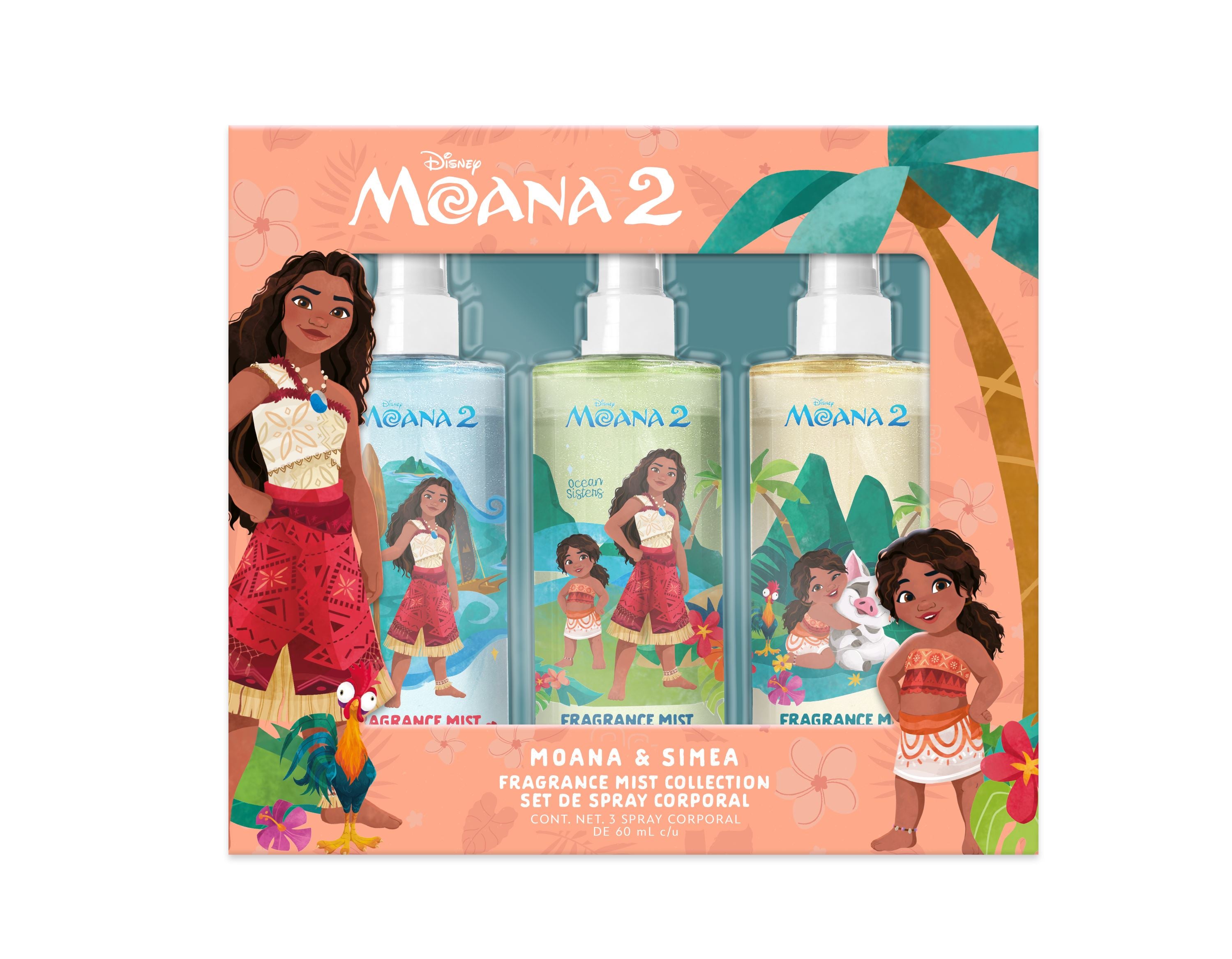3-Pack Moana Glitter Fragrance Mist Set - 60 mL Each | Tropical Scented Body Spray for Women & Teens | Perfect for Parties, Gifts & Everyday Use