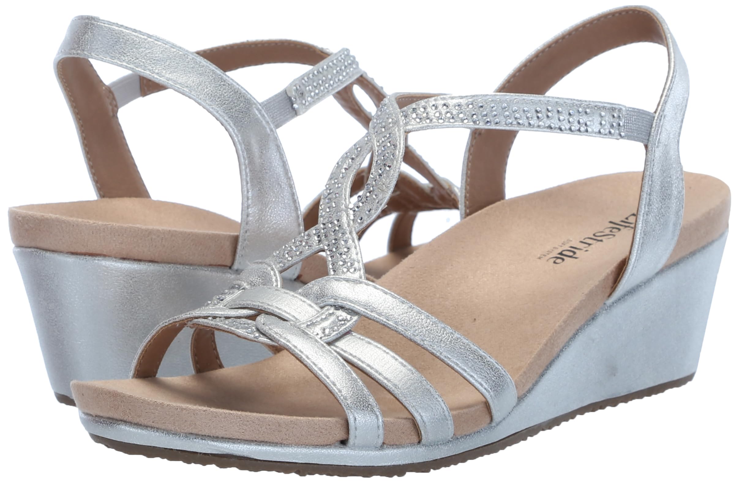 LifeStride Women's Monaco Strappy Wedge Sandals - Comfortable Summer Casual Shoes with Ankle Strap for Walking, Beach, Vacation & Outdoor Activities