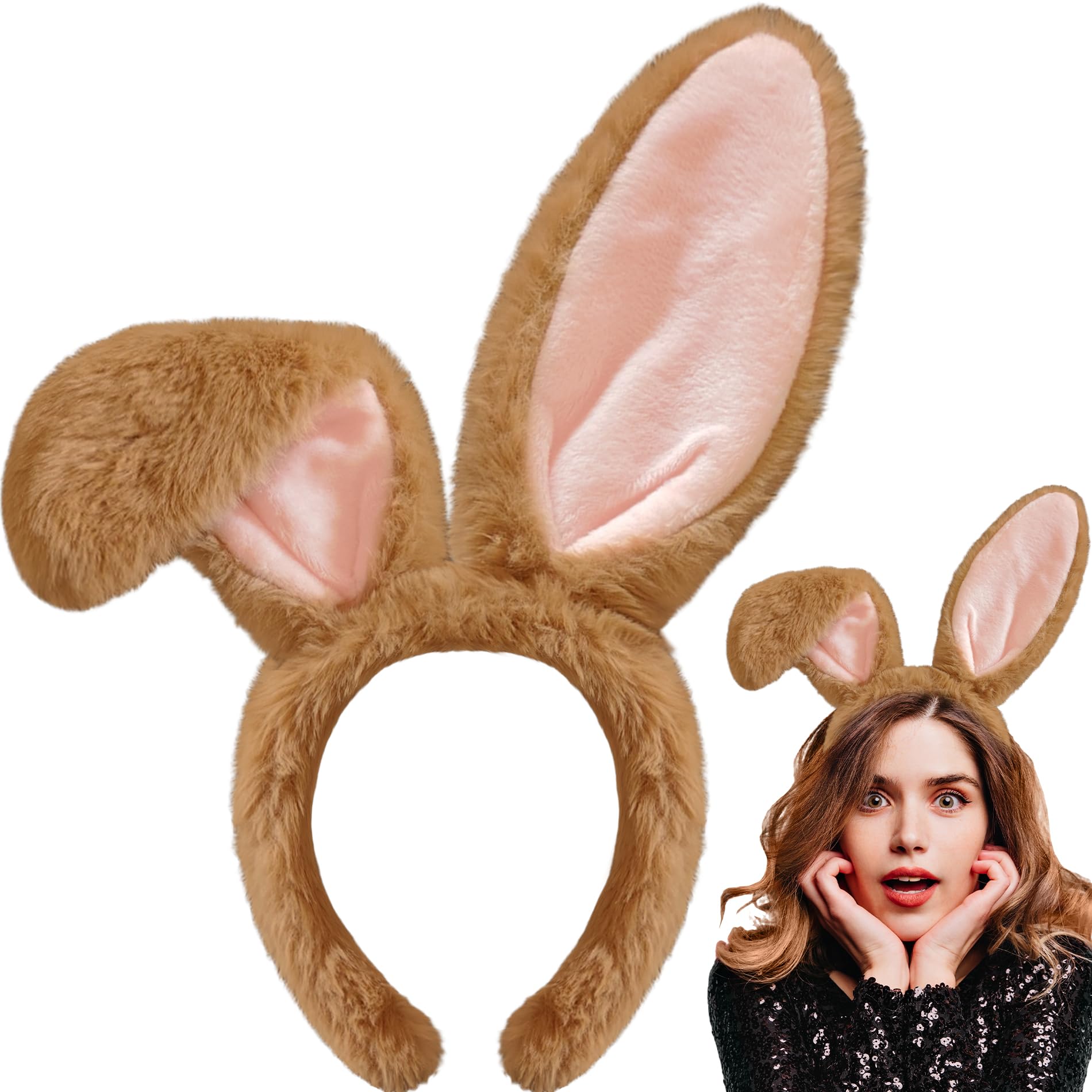 IGMaryBox Easter Bunny Ears Headband - Cute Rabbit Ears Hair Accessories for Easter, Halloween & Cosplay - Perfect for Costume Parties, Photo Shoots & Themed Events