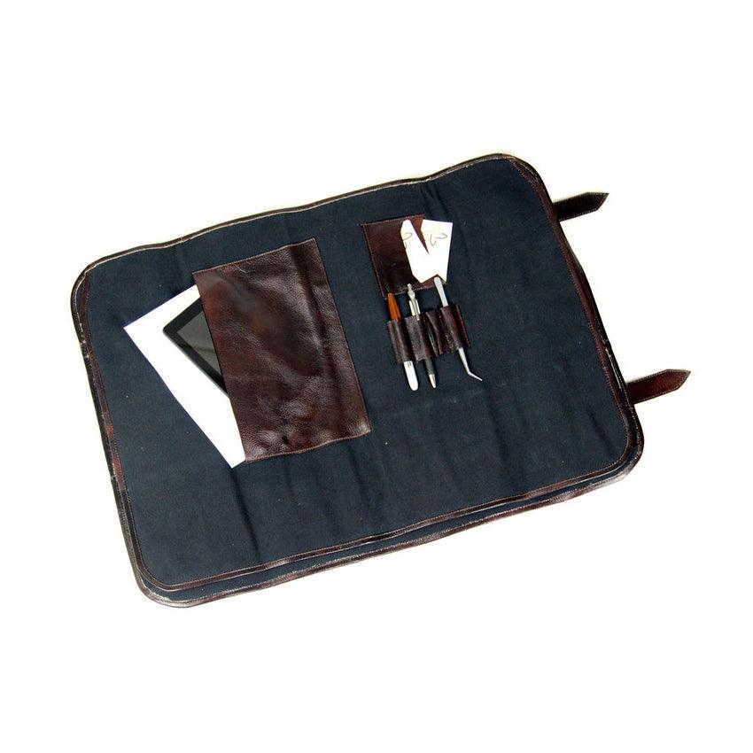Boldric BOCK109 17-Pocket Black Canvas Knife Roll Bag for Chefs, Butchers & Culinary Professionals - Perfect for Kitchen, Camping & Outdoor Cooking