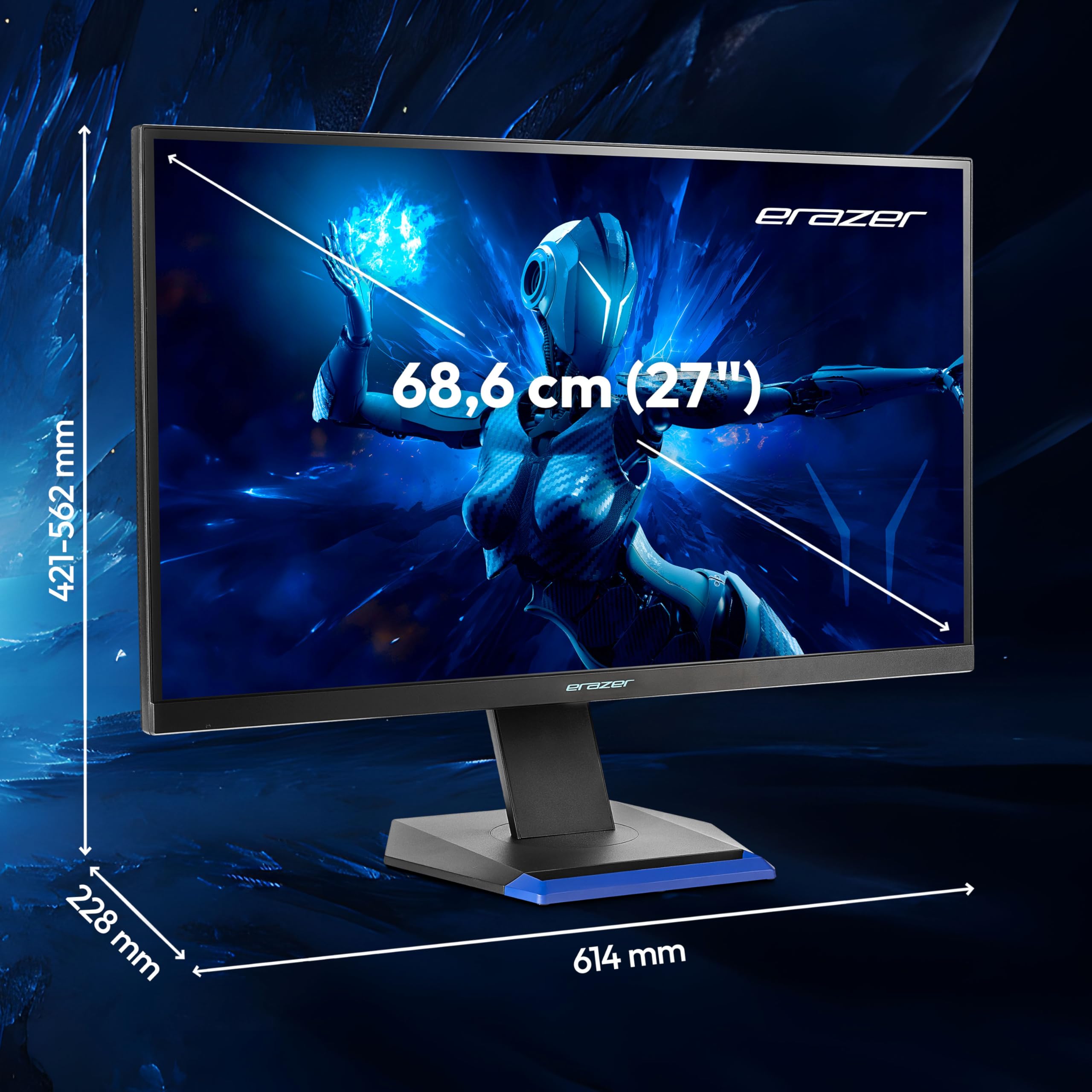 ERAZER Spectator X40 27-inch QHD Gaming Monitor - 180Hz, 1440p, 1ms, HDR10, Adaptive Sync (HDMI, DisplayPort) - Perfect for Competitive Gaming & Professional Workstations