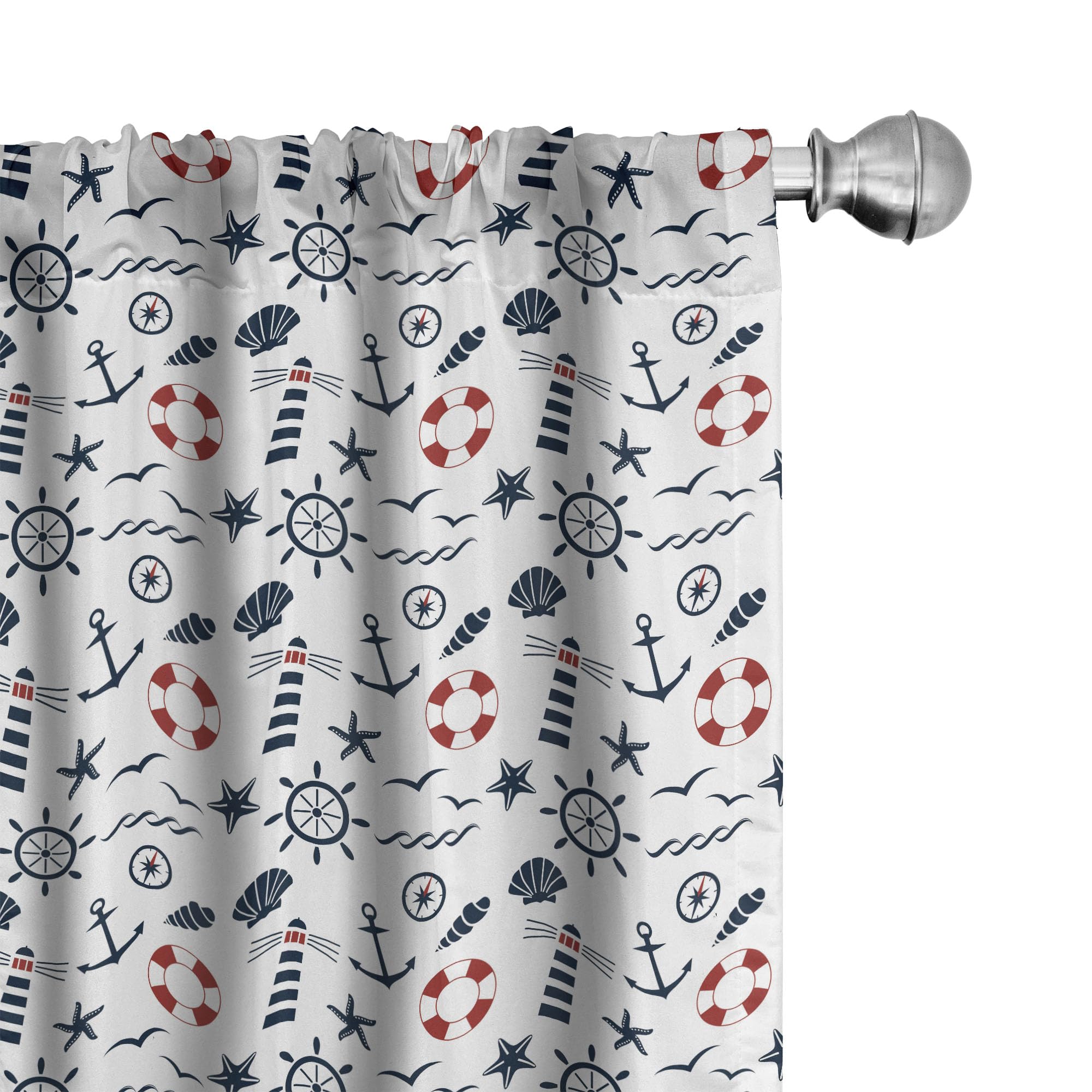 Ambesonne Nautical Lighthouse Window Curtains - 2-Panel Set with Rod Pocket, 28