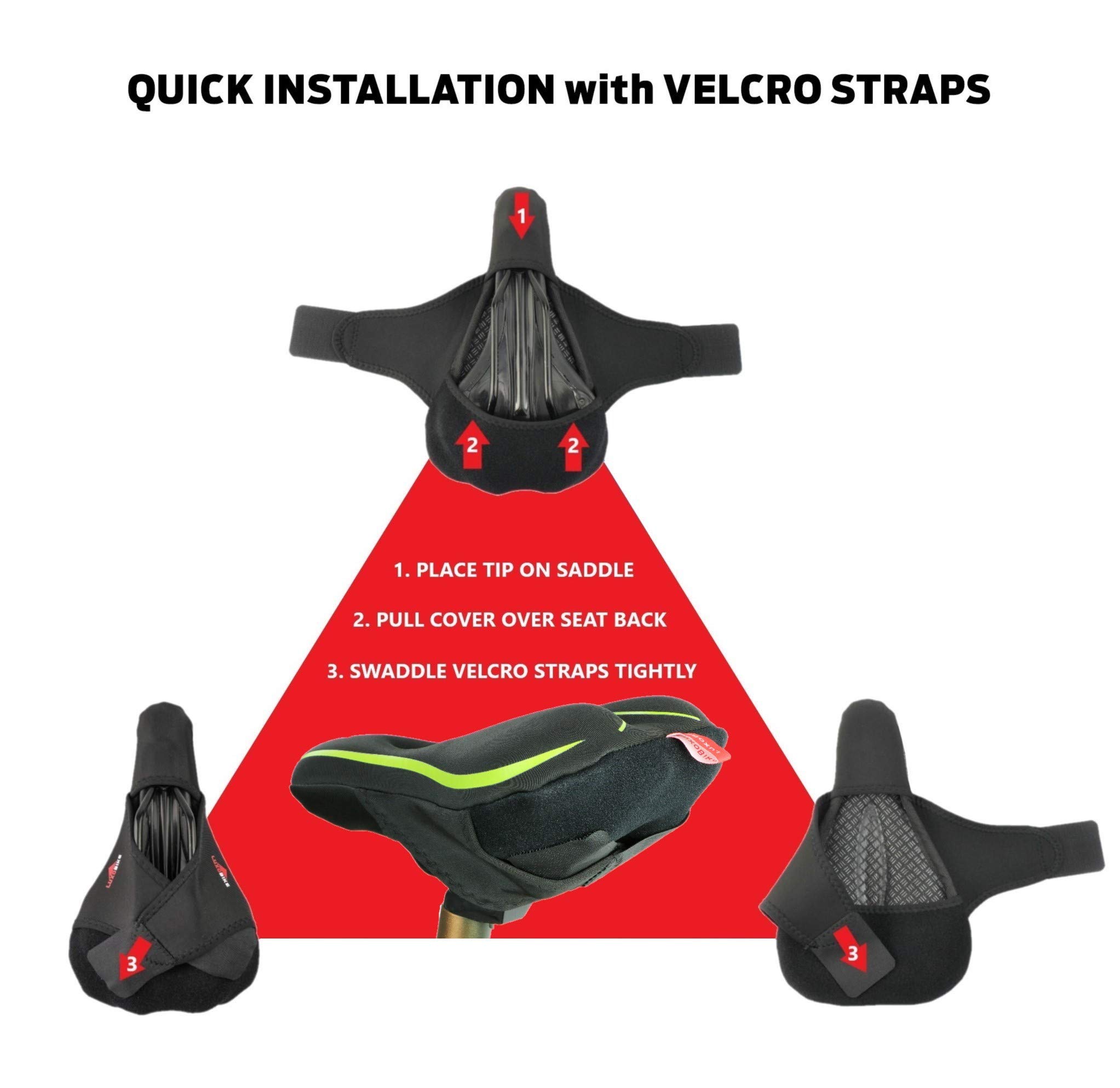 Premium Gel Bike Seat Cover - Extra Padded & Comfortable Bicycle Seat Cushion for Men & Women - Soft Silicone Cycling Seat Pad for Mountain/Road Bikes - Ideal for Outdoor Cycling, Stationary Bikes & Spin Classes - Relieves Pressure During Long Rides