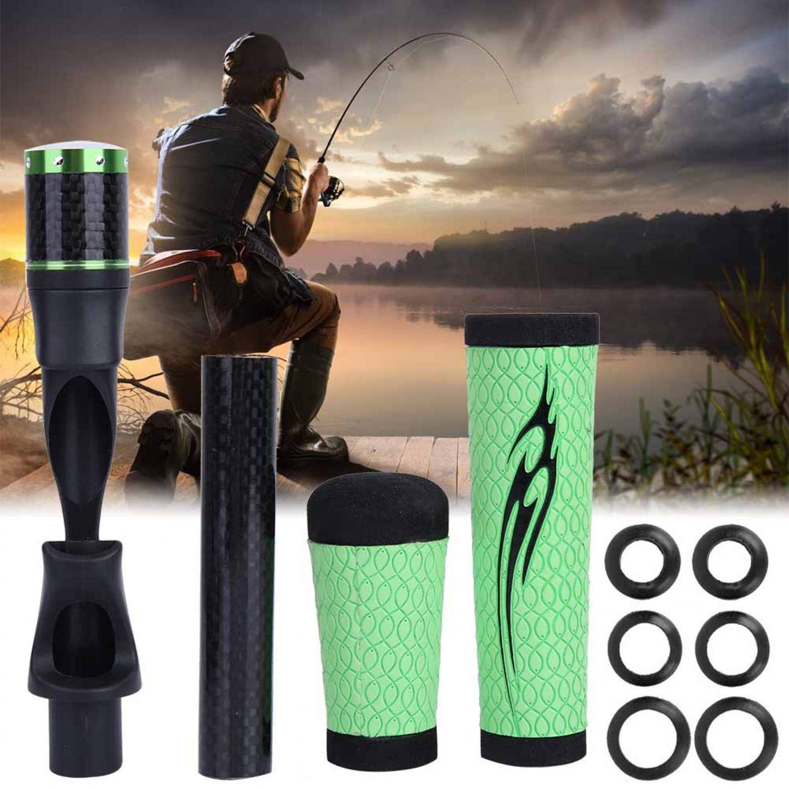 EVTSCAN Spinning Fishing Rod Handle - Soft ACS PU Grip with Reel Seat for DIY Rod Building & Repair Kit | Perfect for Saltwater & Freshwater Fishing, Surf Casting, and Ice Fishing