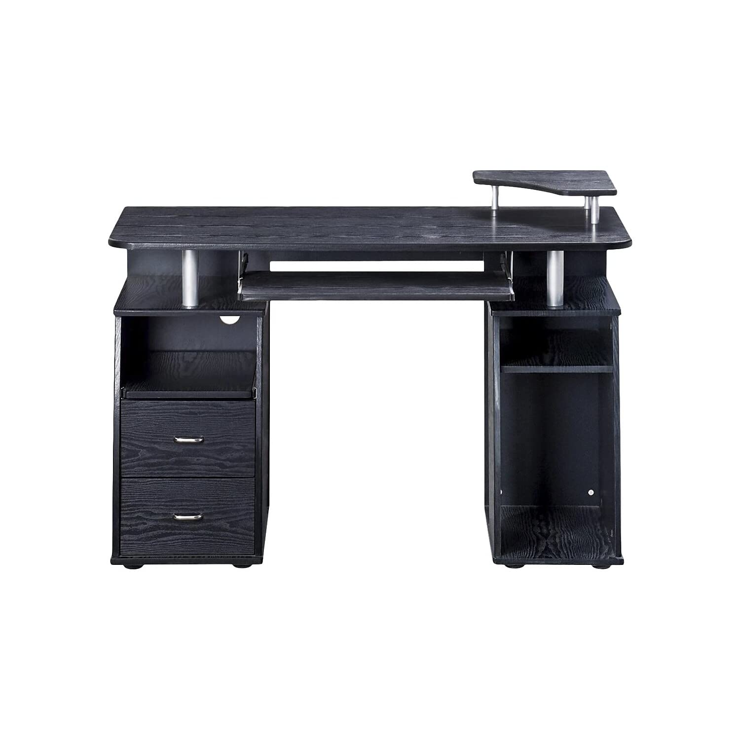 Techni Mobili Complete Computer Desk with Multiple Storage - Workstation Table with MDF Panels & PVC Laminate Veneer Surface in Espresso - Perfect for Home Office, Gaming Setup, and Small Space Workstations