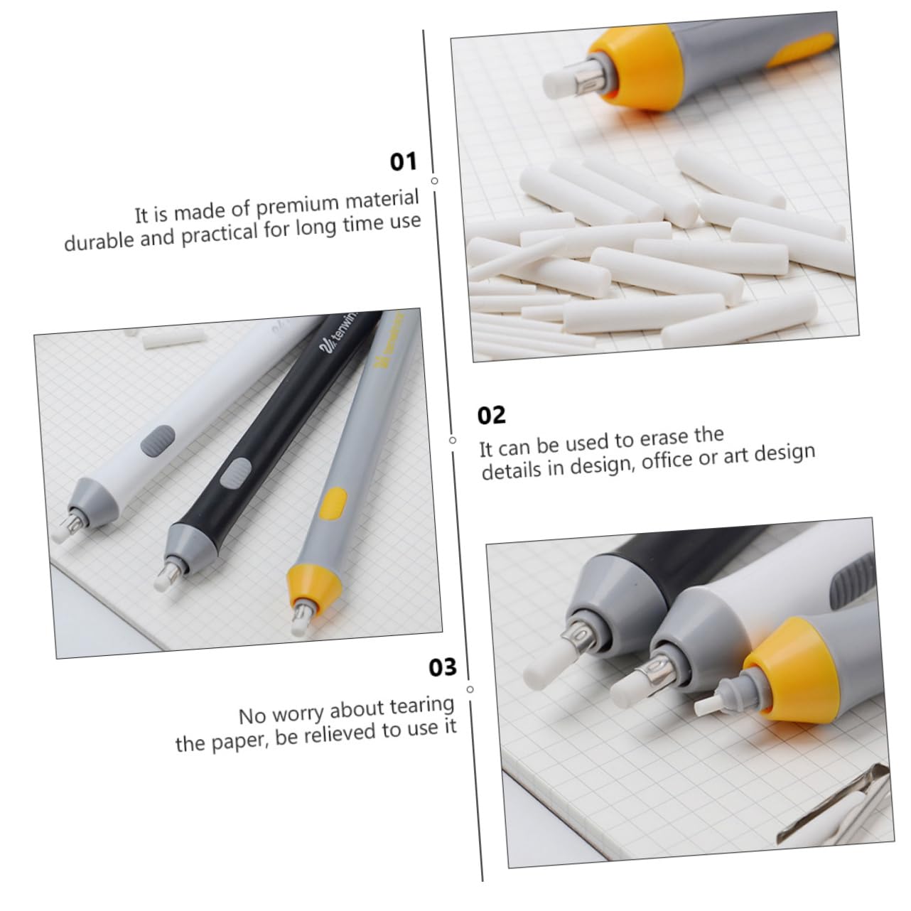 STOBOK 25pcs Rechargeable Electric Eraser Kit with Auto-Rotate Eraser & Mechanical Pencils - Battery Powered Erasing Tool for Drawing, Sketching, Art & Office Work - Perfect for Artists, Students & Professionals