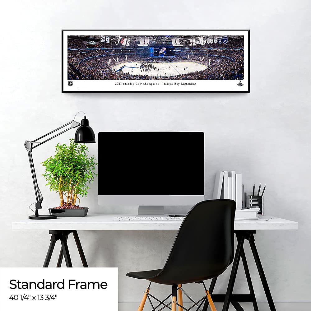 Tampa Bay Lightning 2021 Stanley Cup Champions Panoramic Poster - Premium Framed Hockey Wall Art for Man Cave, Sports Bar & Game Room Decor