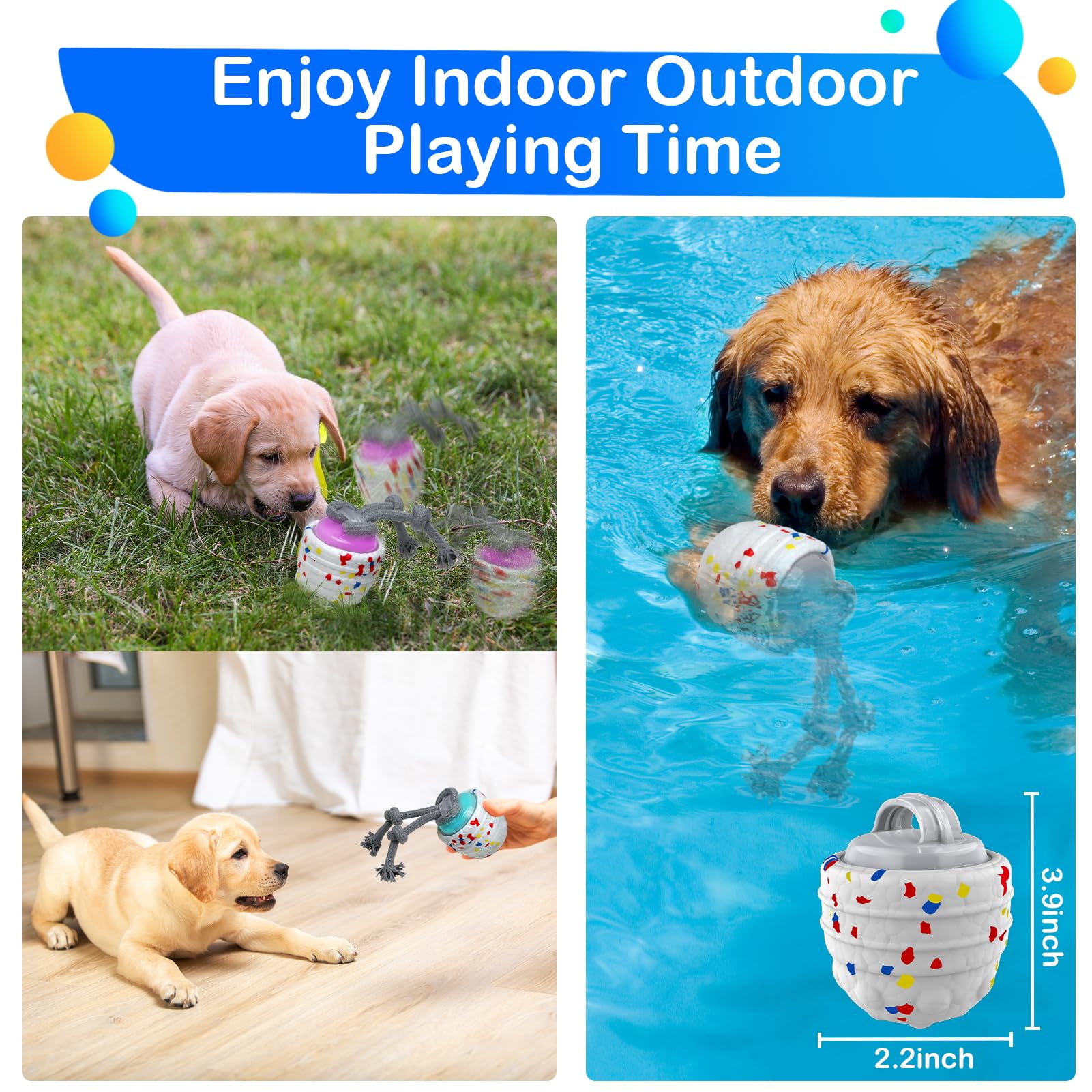 Interactive Automatic Dog Toys - Motion Activated & USB Rechargeable Indoor/Outdoor Pet Toys - Floating Water Balls & Moving Balls to Keep Dogs Entertained - Perfect for Playtime, Training & Anxiety Relief