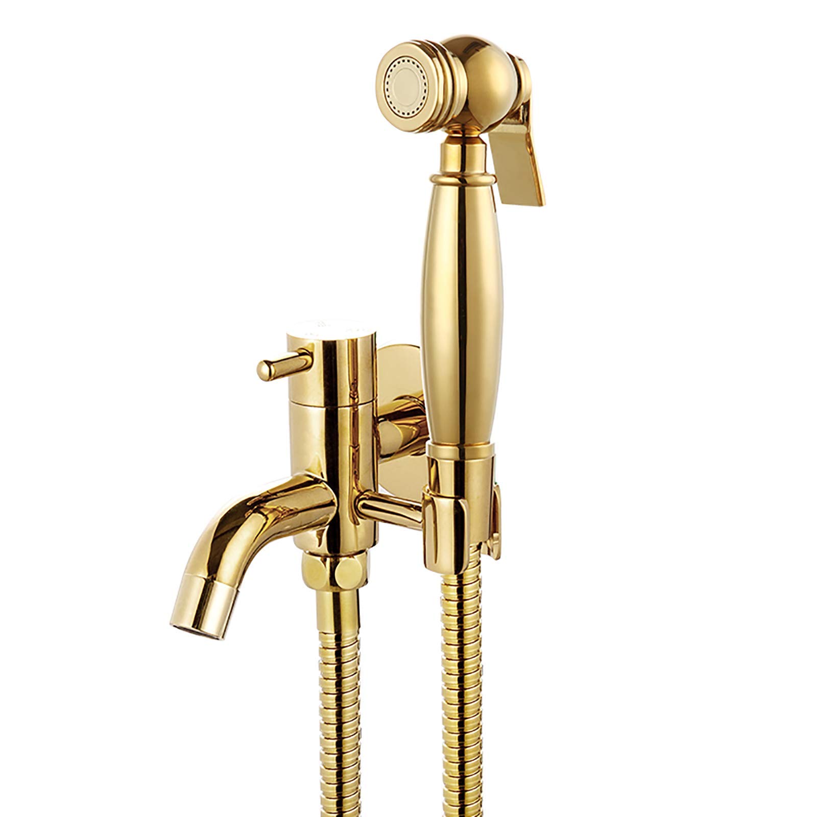 XBSXP Gold Cloth Diaper Sprayer Kit - Single Cold Handheld Bidet Sprayer for Toilet | Brass Wall Mounted Bathroom Sprayer Set with Mop Pool Faucet | Perfect for Baby Diaper Cleaning, Personal Hygiene & Bathroom Cleaning