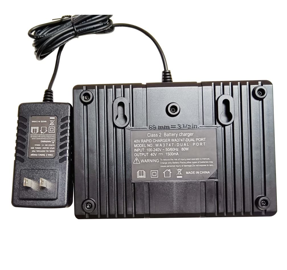 WA3747 Dual Fast Charger Replacement for Worx WA3747 40V Portable Charger - Compatible with Worx 40V Battery WA3580 WG180 WG580 WG280 WG380 - Fast Charging for Power Tools & Lithium Batteries - Perfect for Home DIY, Construction & Outdoor Projects