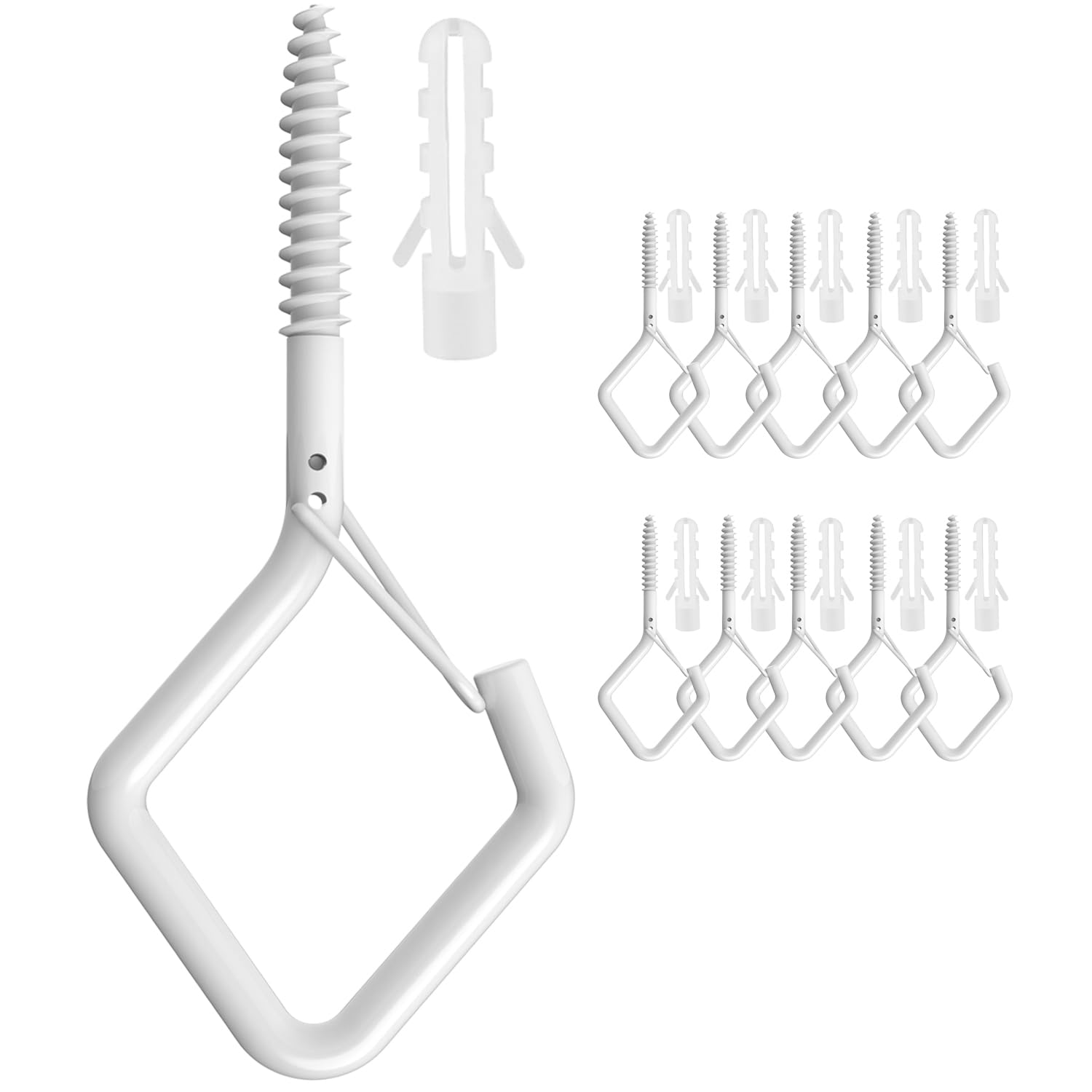 10-Pack Heavy Duty Screw-In Hooks with Safety Buckle - 2.2