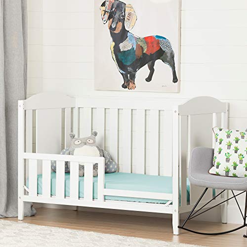 South Shore Reevo Convertible Crib Safety Rail for Toddlers - Pure White Modern Design | Perfect for Baby to Toddler Transition & Bedroom Nursery Safety