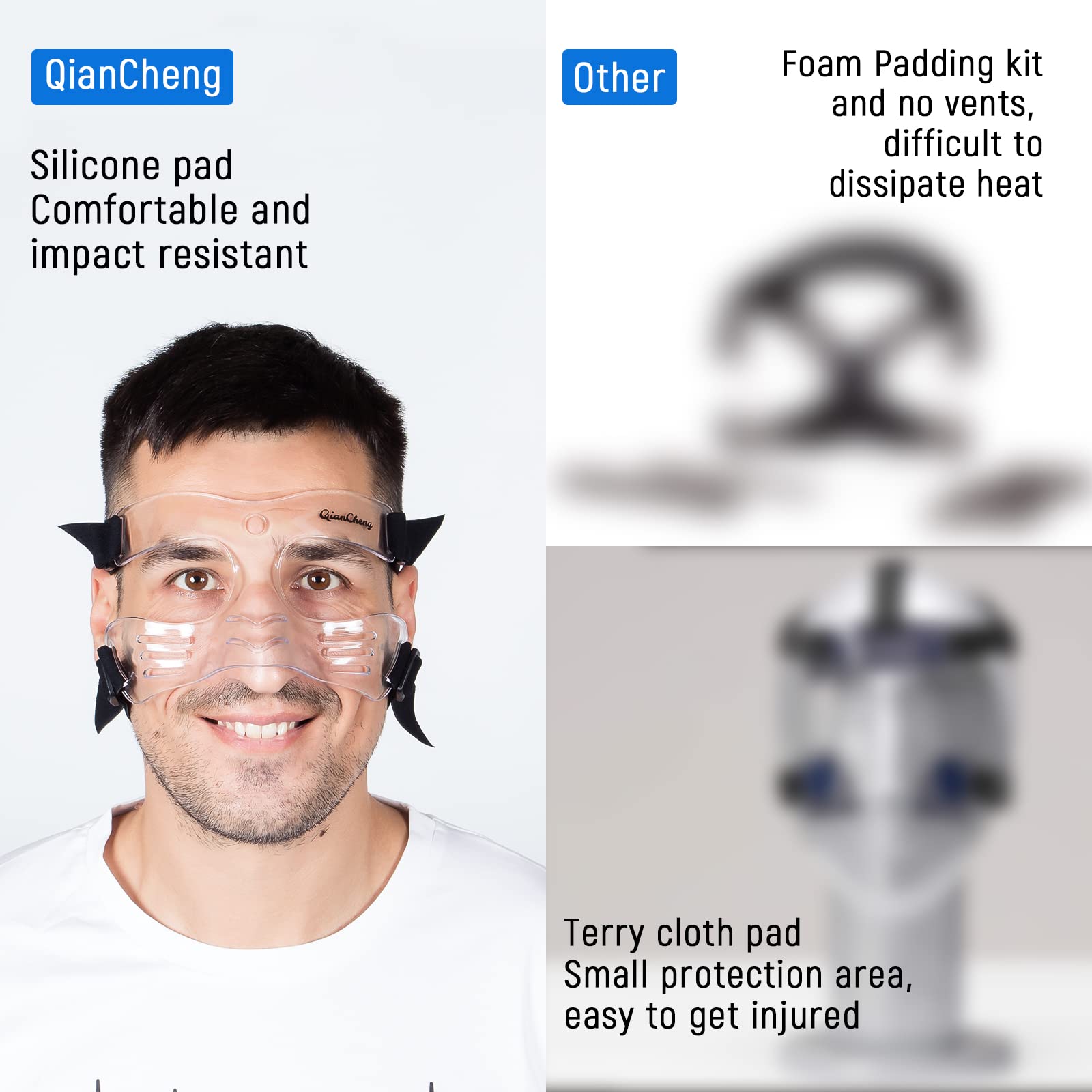 Adjustable Nose Guard Face Shield for Broken Nose - Comfortable Padding for Adults (QC-L5-L) - Ideal for Sports, Recovery & Daily Protection