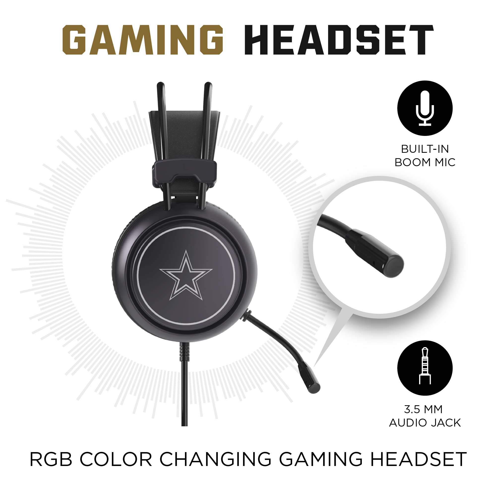 SOAR NFL Wired Gaming Headset with Noise Cancelling Mic - Official Licensed Team Colors Headphones for PC, PS4, Xbox - Perfect for Football Gaming, Live Streaming & Esports Tournaments