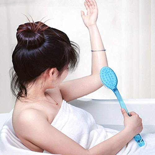 INAAYA Long Handle Back Scrubber Brush with Super Soft Bristles - Exfoliating Body Bath Shower Massager for Deep Cleansing & Spa Relaxation (Multicolor) - Perfect for Hard-to-Reach Areas & Skin Exfoliation