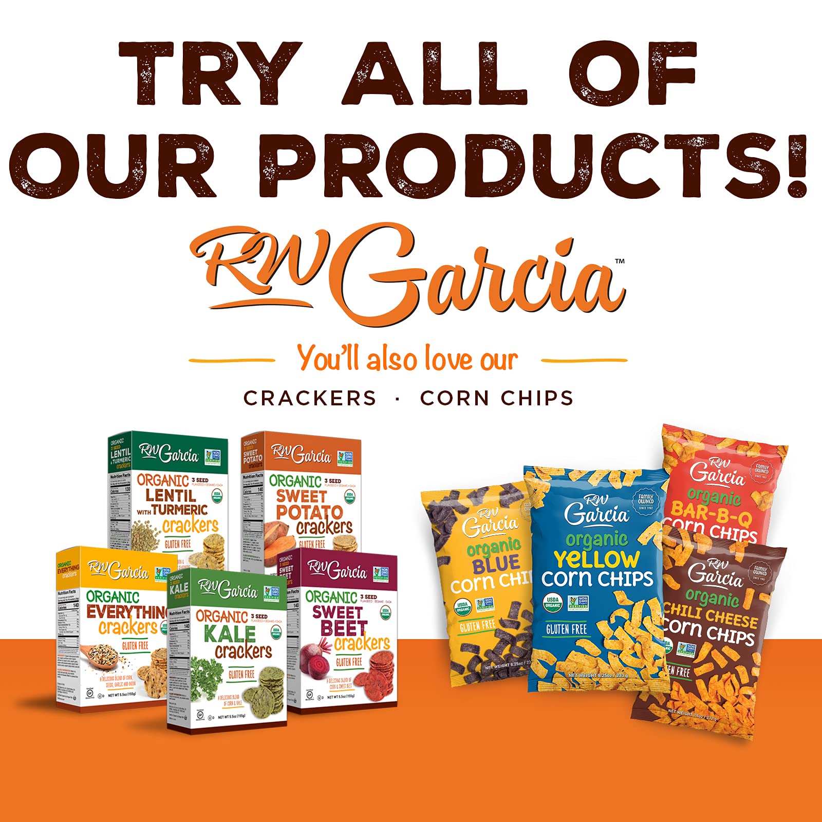 RW Garcia Organic Yellow Corn Chips - Gluten Free Snacks, 8.25oz Bags (4 Pack) | Healthy Vegan Tortilla Chips for Parties, Dips & Nachos