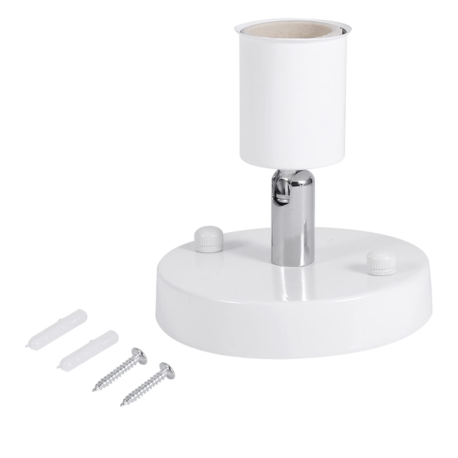 E27 Modern Vintage Table Lamp Base Holder - 180° Rotating Ceiling & Wall Mounted Light Socket (White) - Perfect for Bedroom, Living Room & Office Lighting