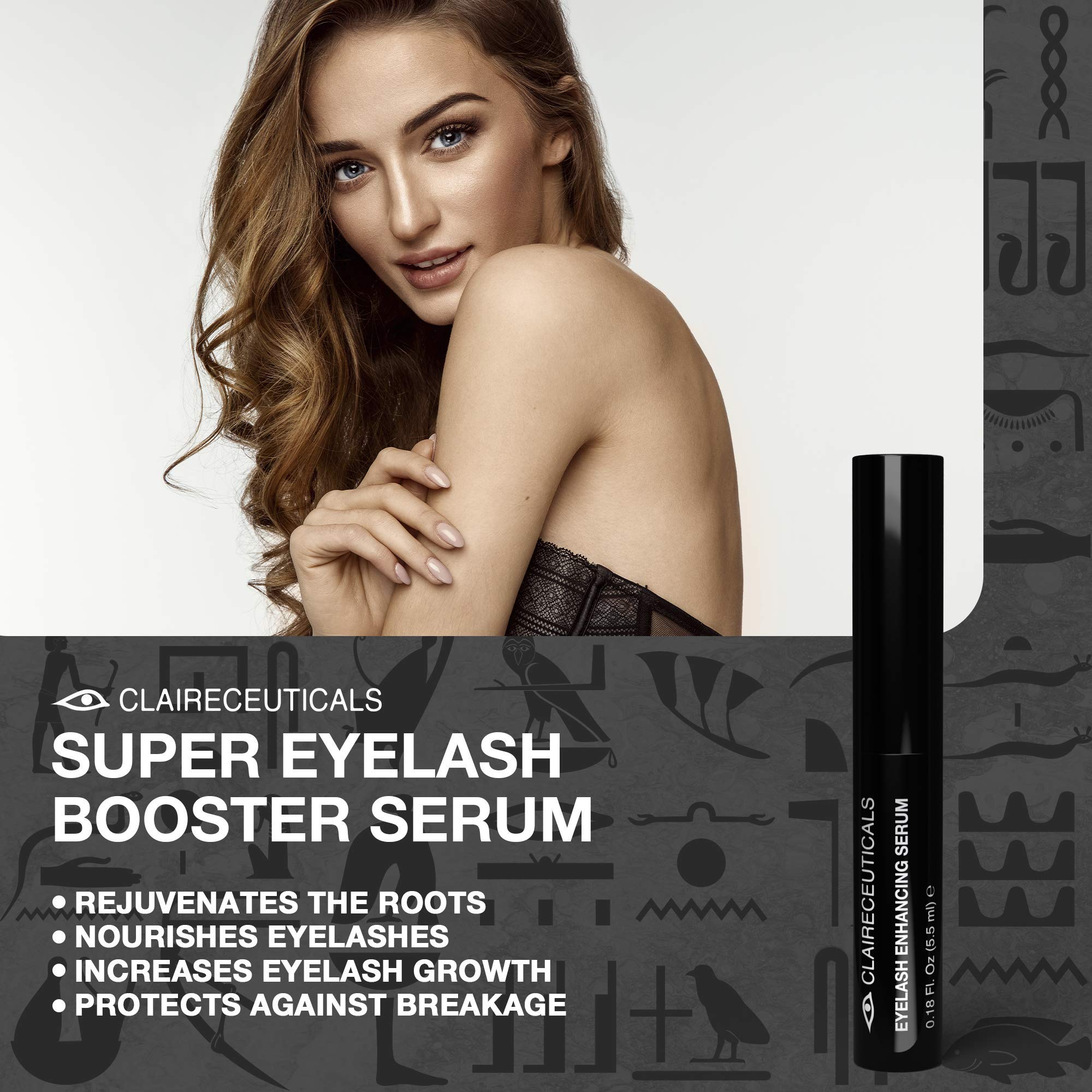 CLAIRECEUTICALS Eyelash & Brow Growth Serum - Natural Lash Enhancer for Longer, Thicker Eyelashes & Fuller Eyebrows - 5.5ml Conditioning Treatment for Salon-Quality Results at Home | Perfect for Daily Use, Special Occasions & Enhancing Natural Beauty