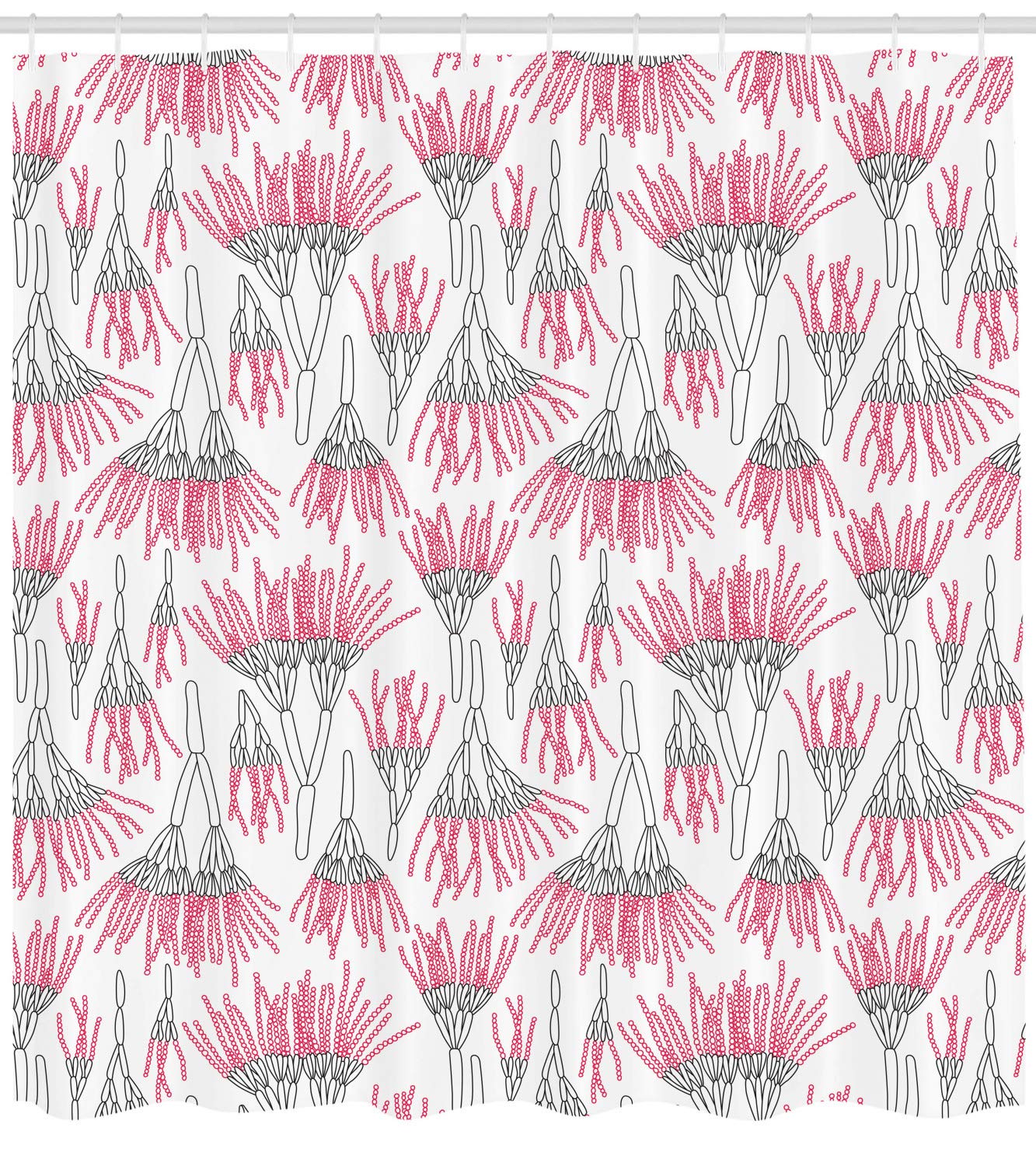 Ambesonne Abstract Microorganisms Shower Curtain - White & Dark Pink Penicillium Pattern Bathroom Decor with Hooks, 69x84 Inches, Waterproof Fabric - Perfect for Modern Bathrooms & Science-Themed Home Decor