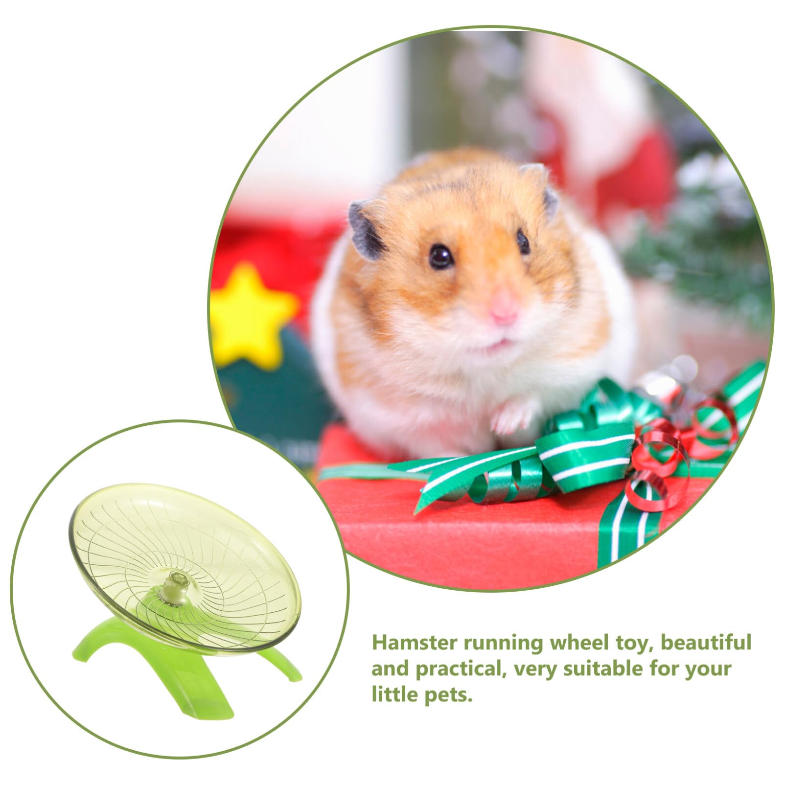 Balacoo Silent Hamster Exercise Wheel - Flying Saucer Running Wheel for Hamsters, Hedgehogs & Chinchillas - Quiet Small Pet Toy in Light Green - Perfect for Cage Exercise & Nighttime Play