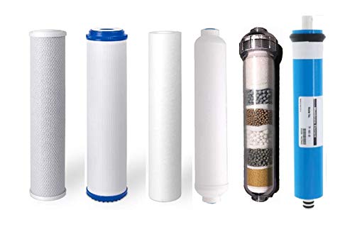 6-Stage Alkaline Reverse Osmosis Water Filter Replacement Set - 75 GPD RO Membrane & Alkaline Filter for Clean Drinking Water | Perfect for Home, Office, and RV Use