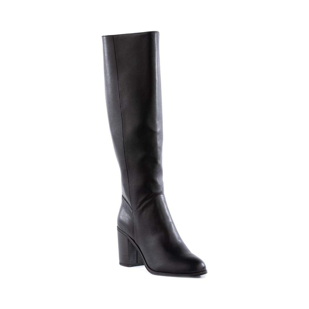 BC Footwear Make an Impact Vegan Knee High Boots for Women - Black Leather-Like Tall Boots for Fall Winter Fashion, Office & Party Outfits