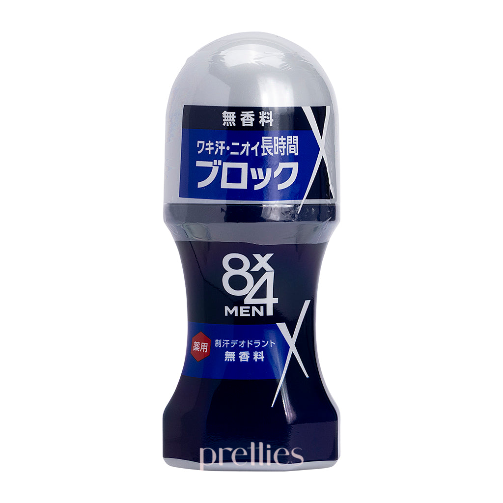 KAO 8x4 Men's Unscented Deodorant Roll-On 60ml - Long-Lasting Odor Protection for Daily Use at Work, Gym & Outdoor Activities