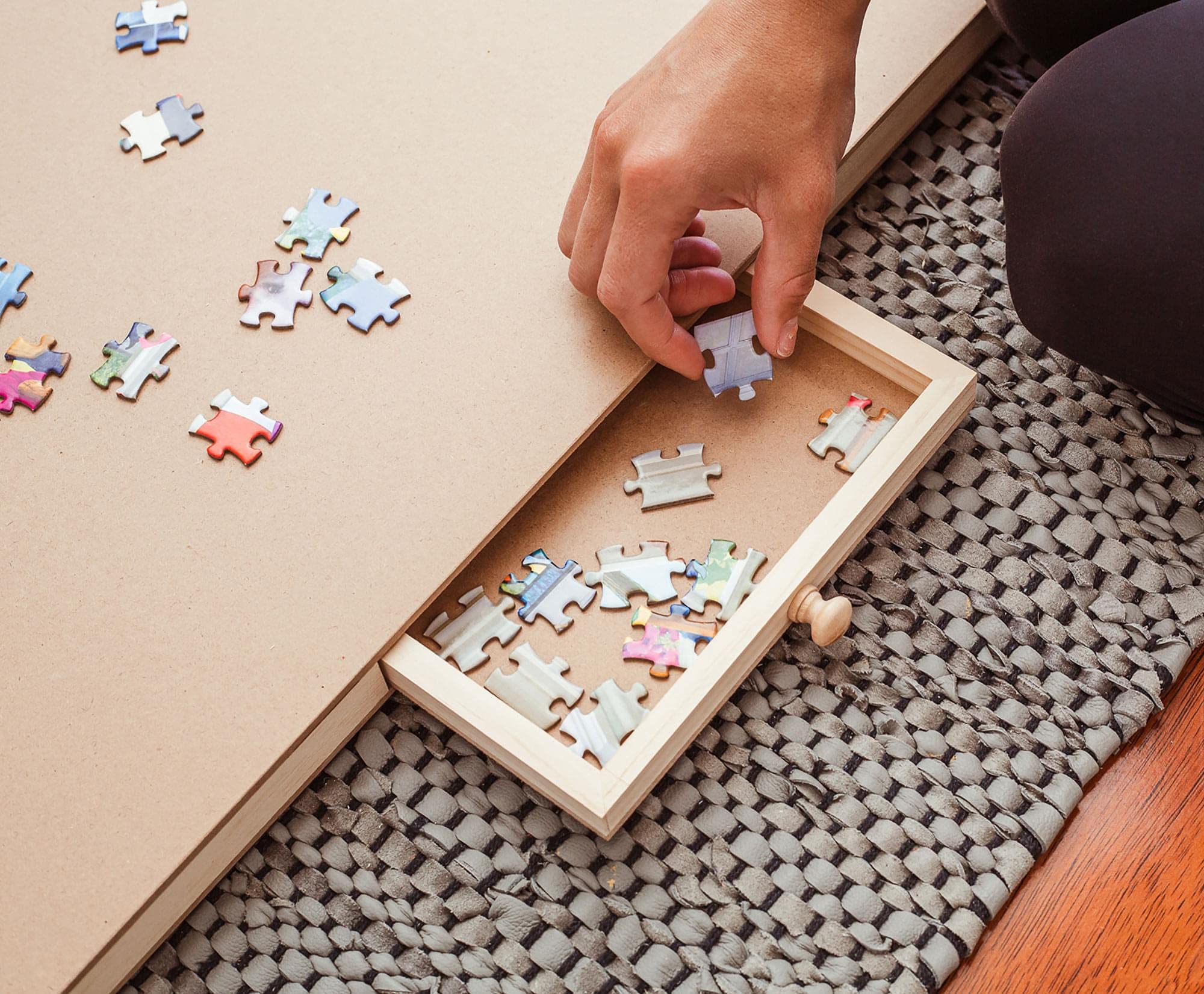 Premium Wooden Jigsaw Puzzle Storage Table with 6 Drawers - Puzzle Organizer & Board Game Storage Solution for Workspace (73